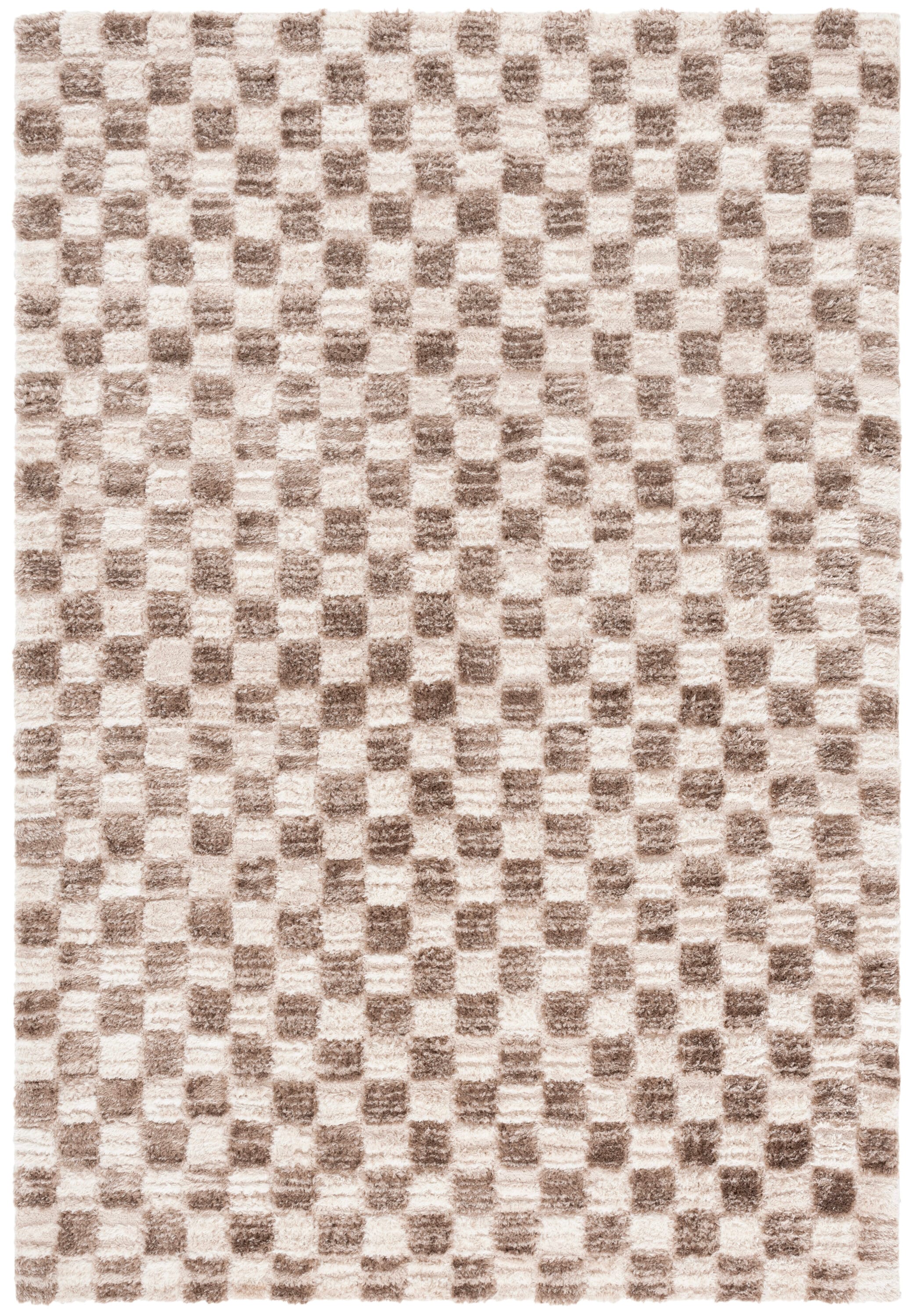 Safavieh STE921T-5 5 x 8 (ft) Loomed Polyester Ivory/Brown Rectangular Indoor Geometric Mid-Century Modern Area rug
