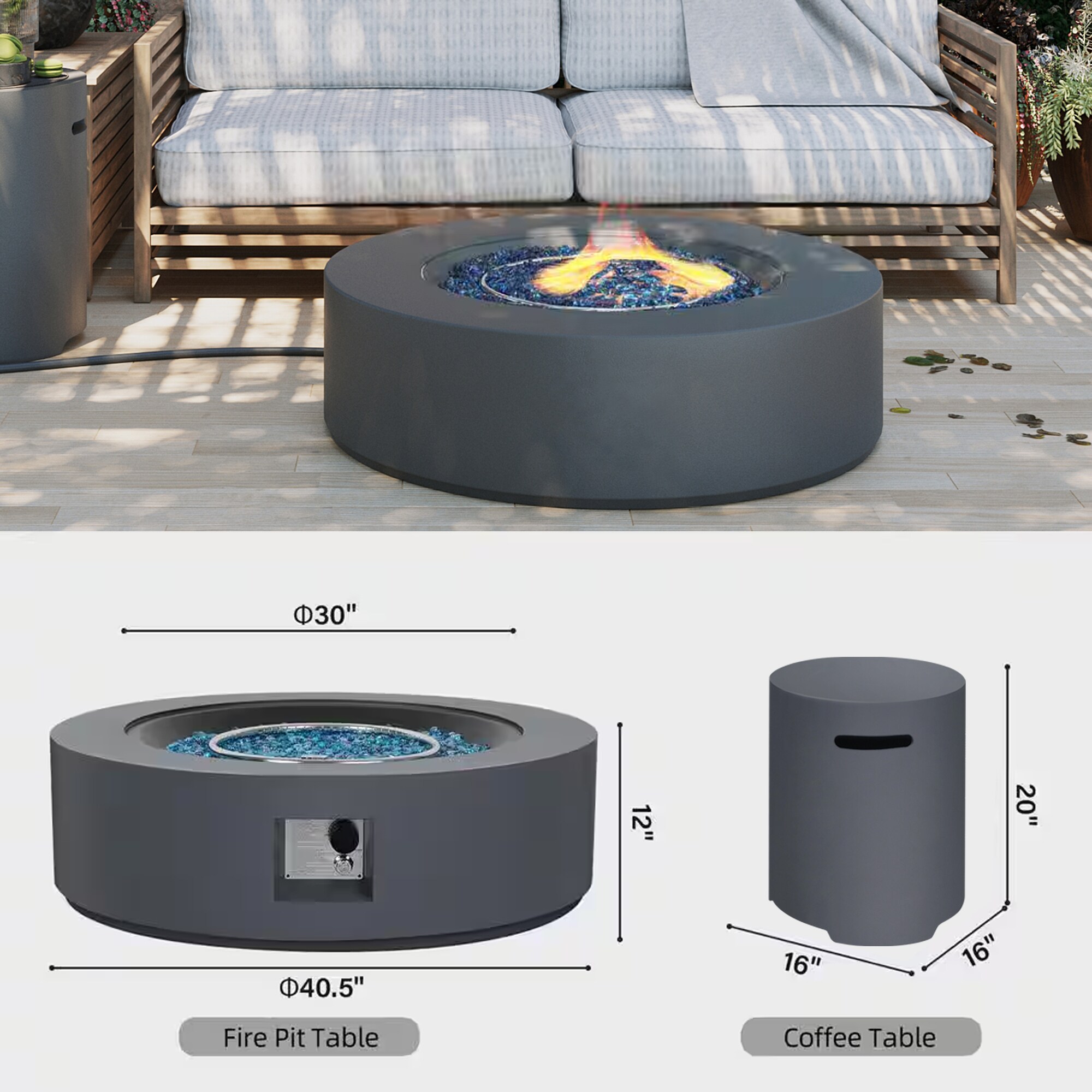 Patio Watcher LS-42M-DK-W Outdoor-Gas-Firepits - View #3