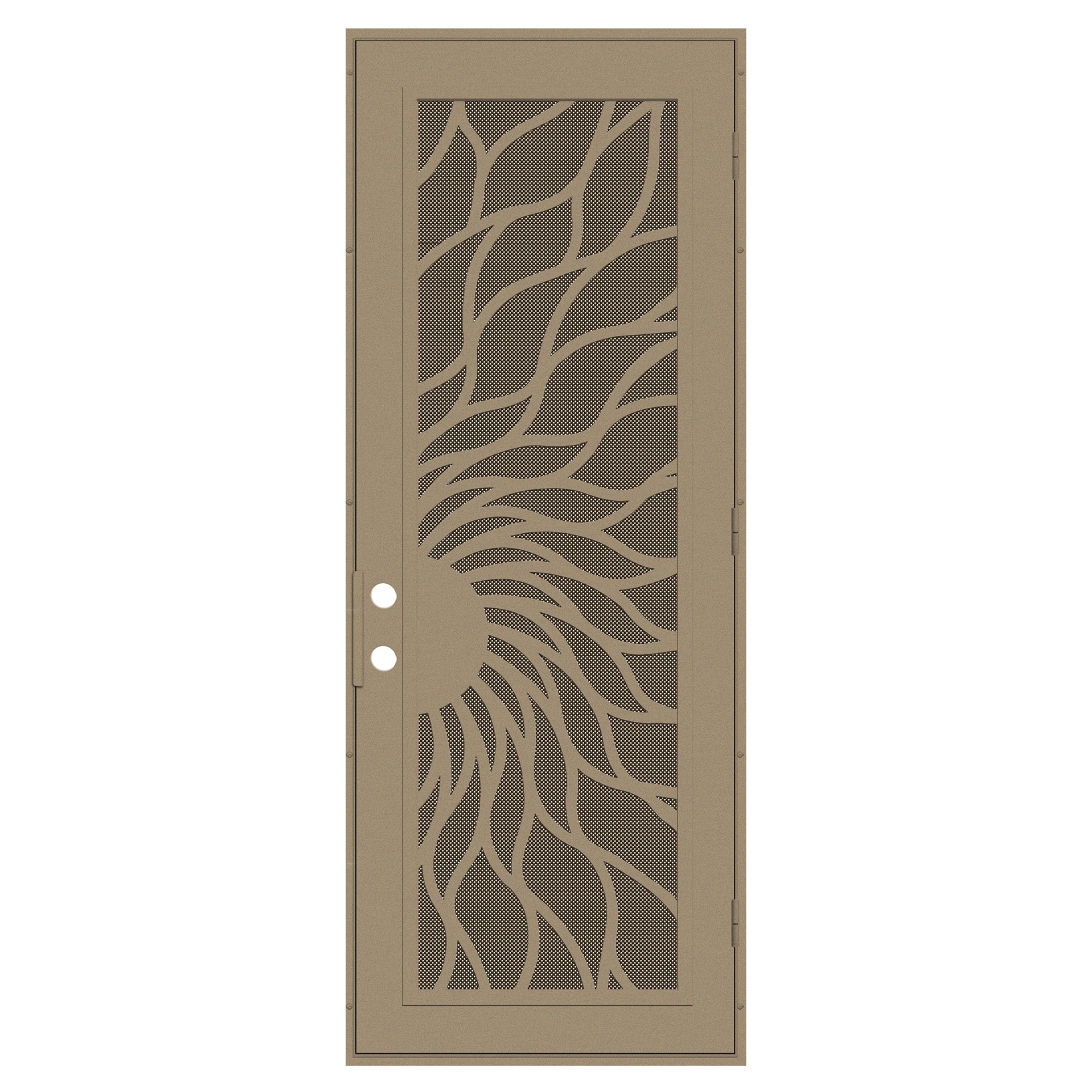 TITAN 3S2001EM1DTP8A Premium Aluminum Security Door 36-in x 96-in Desert Sand Aluminum Surface mount Left-hand outswing Security Door with Brown Screen and Double bore