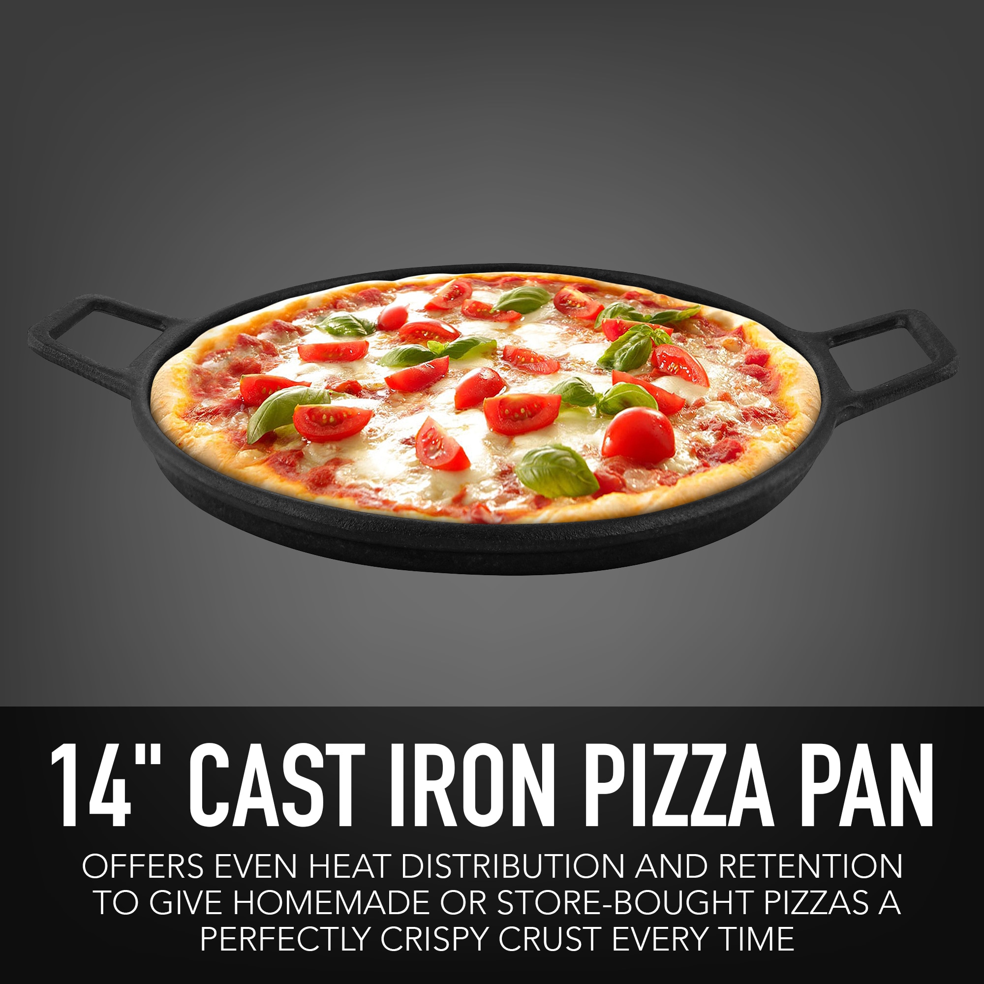 Camp Chef Cast Iron Pizza Pan, Black, 14