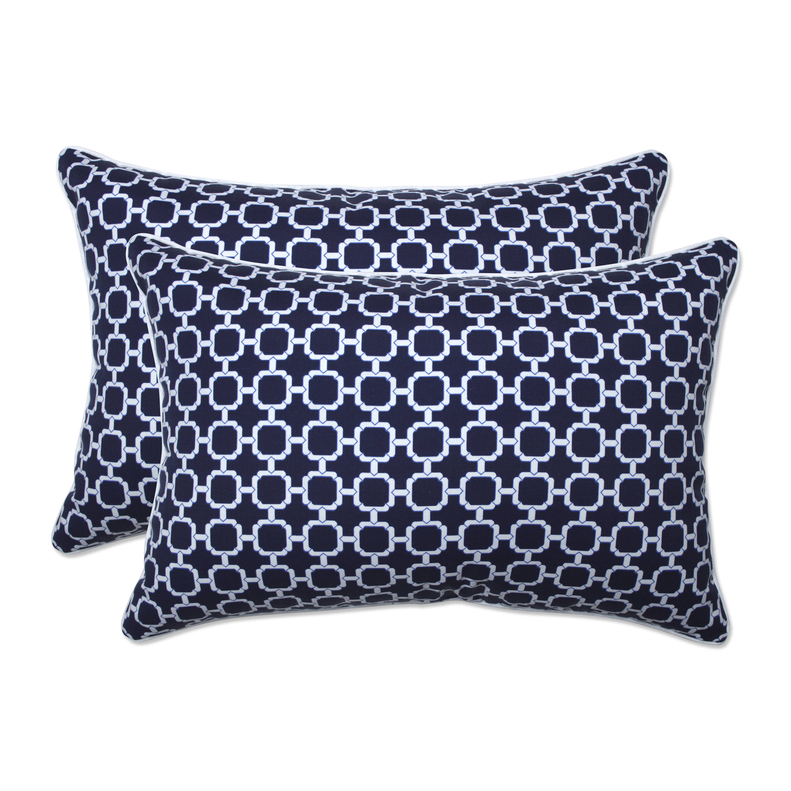 Pillow Perfect 685441 2-Pack Graphic Print Blue Rectangular Throw Pillow