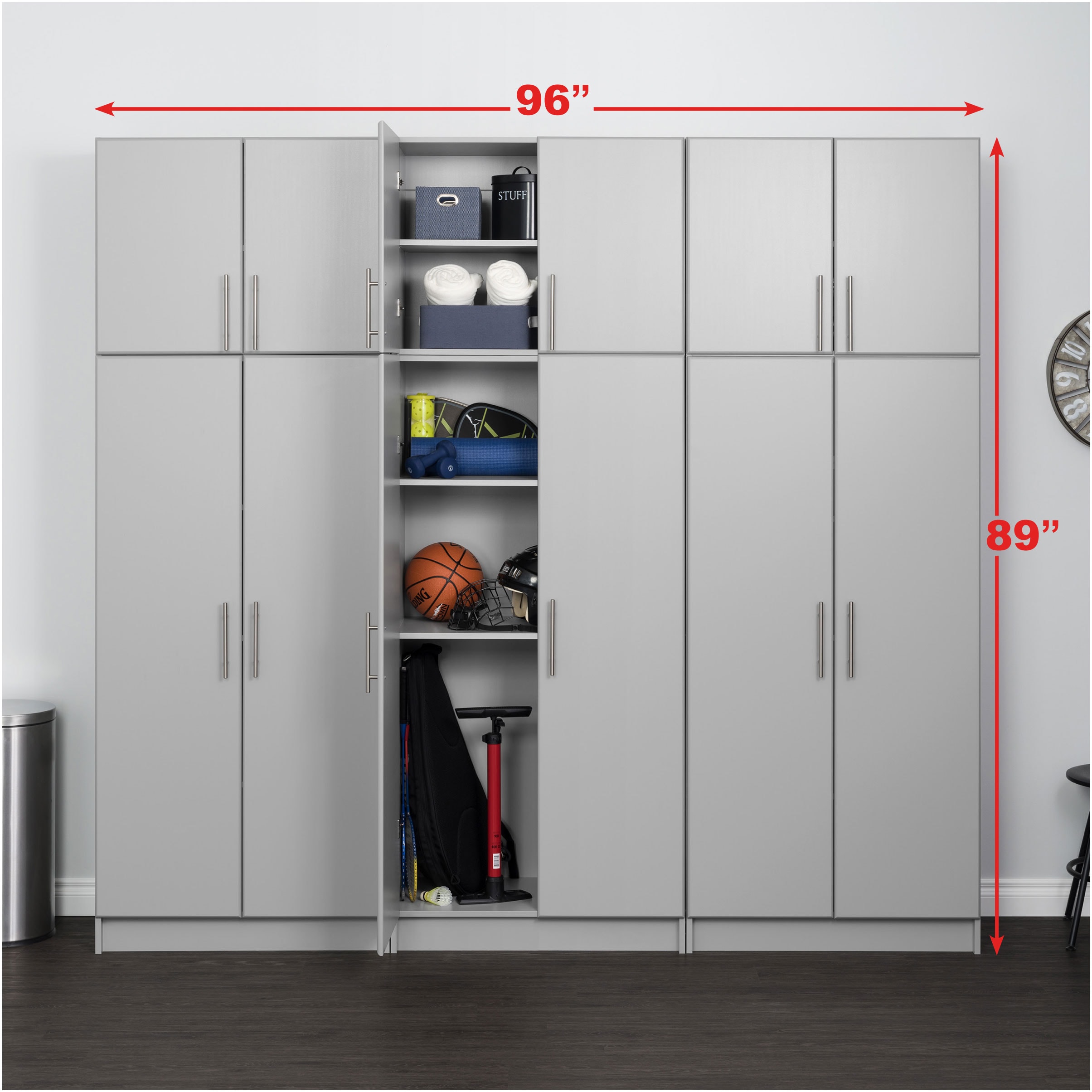 96 Elite with 6 Storage Cabinet Set Black - Prepac