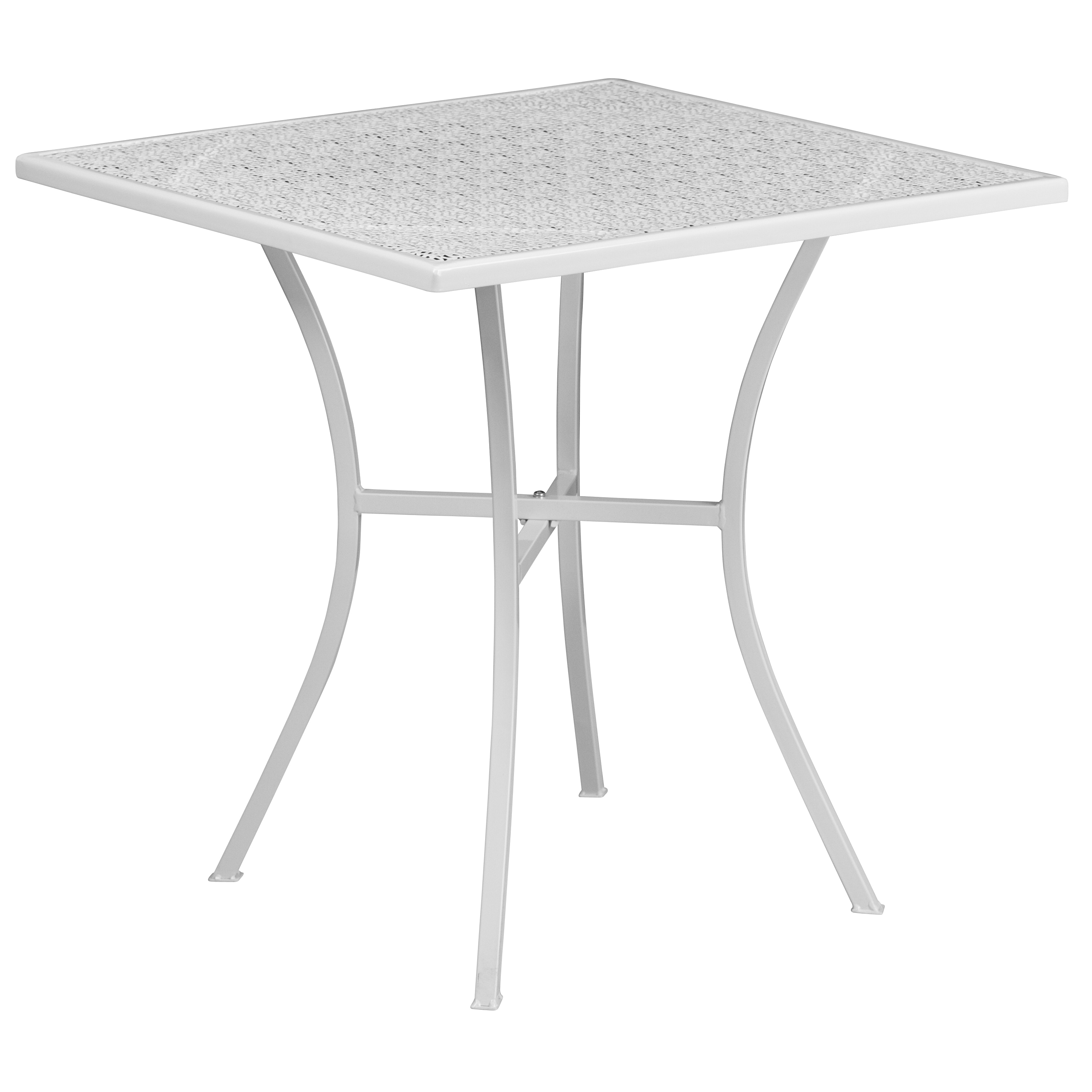 Emma + Oliver 889142482703 Commercial Grade 28-in Square White Indoor-Outdoor Steel Patio Table