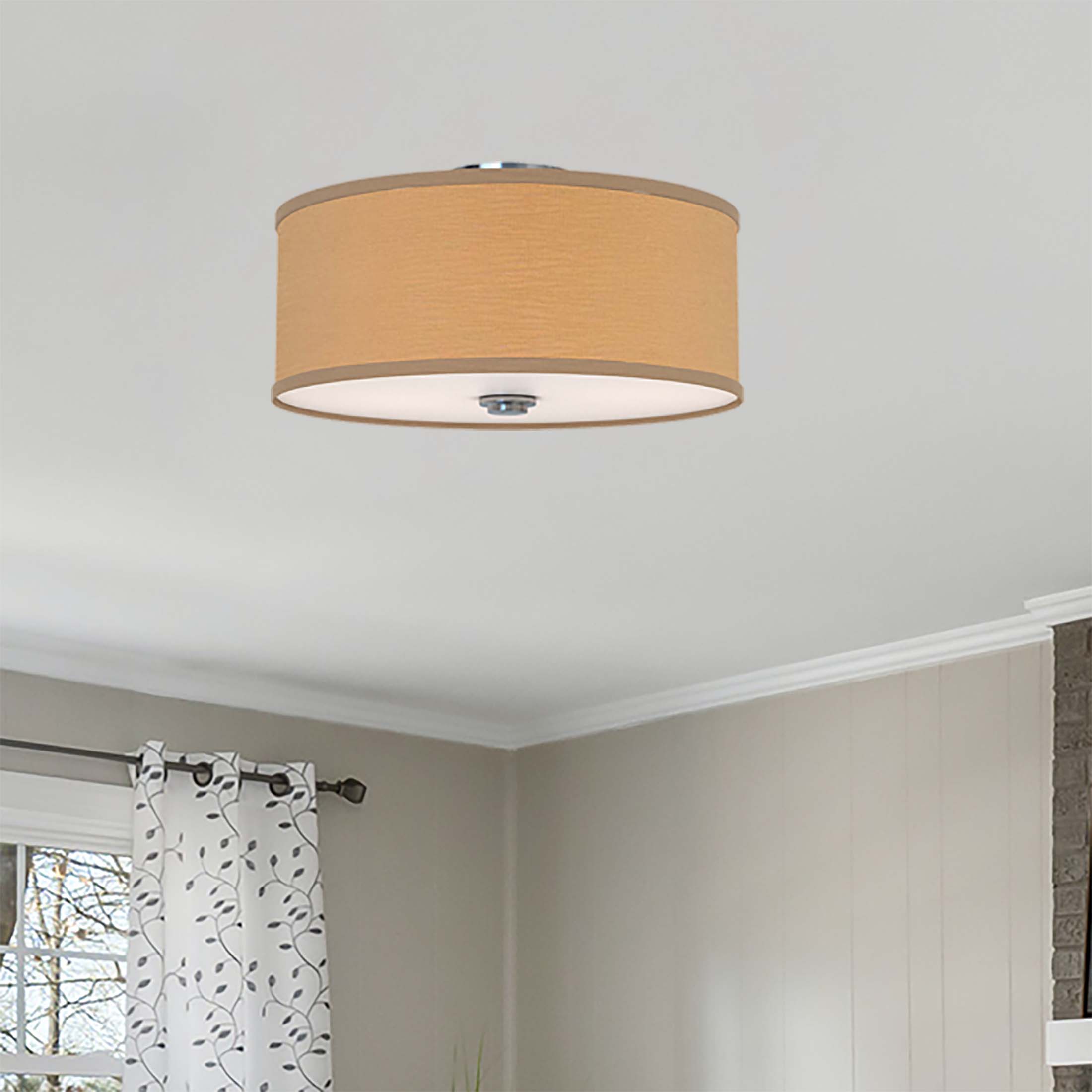 Brushed Nickel Glass Drum LED Ceiling Fixture