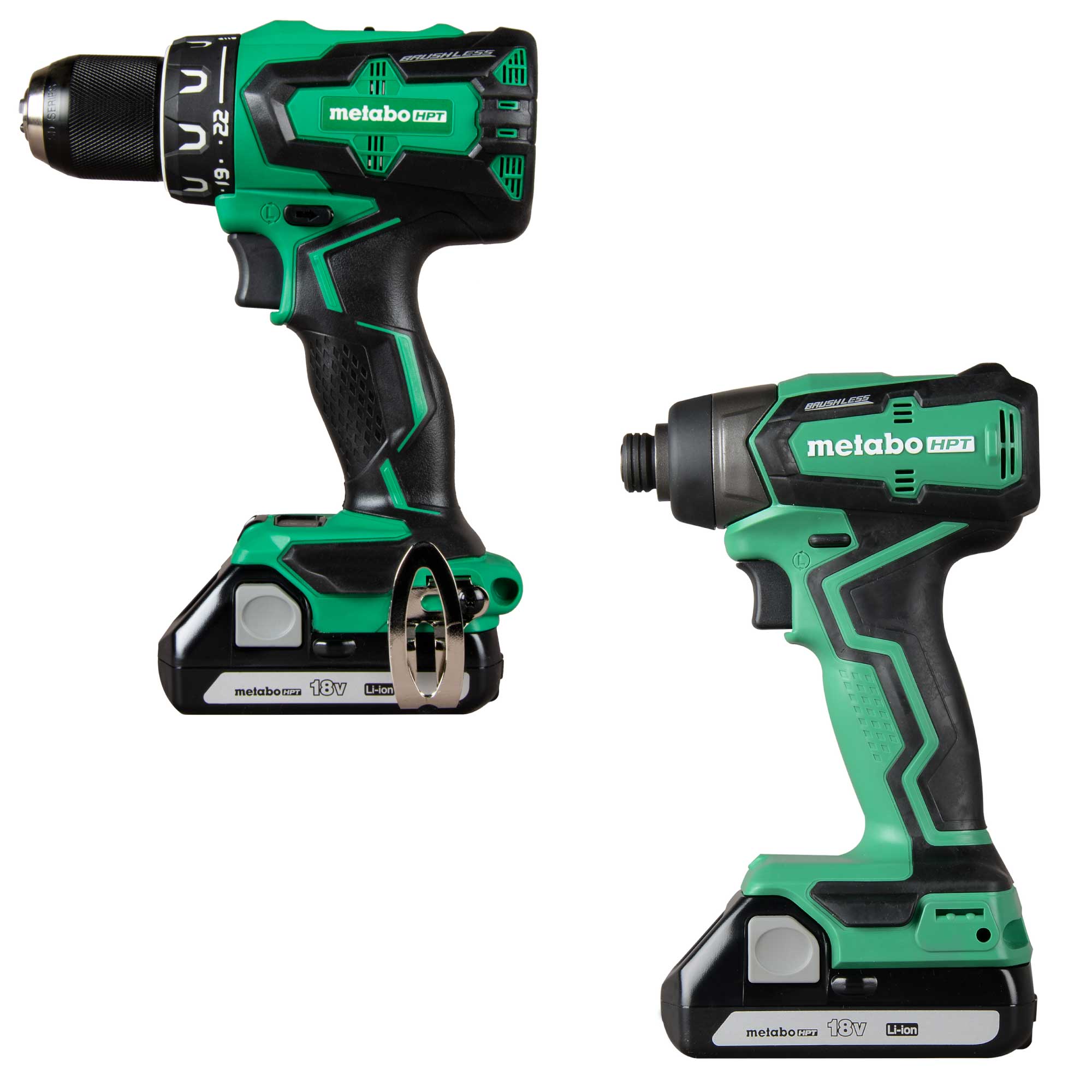 Metabo HPT MultiVolt 18-Volt 1/2-in Brushless Cordless Drill (2-batteries included and charger included) with MultiVolt 18-volt 1/4-in Variable Speed