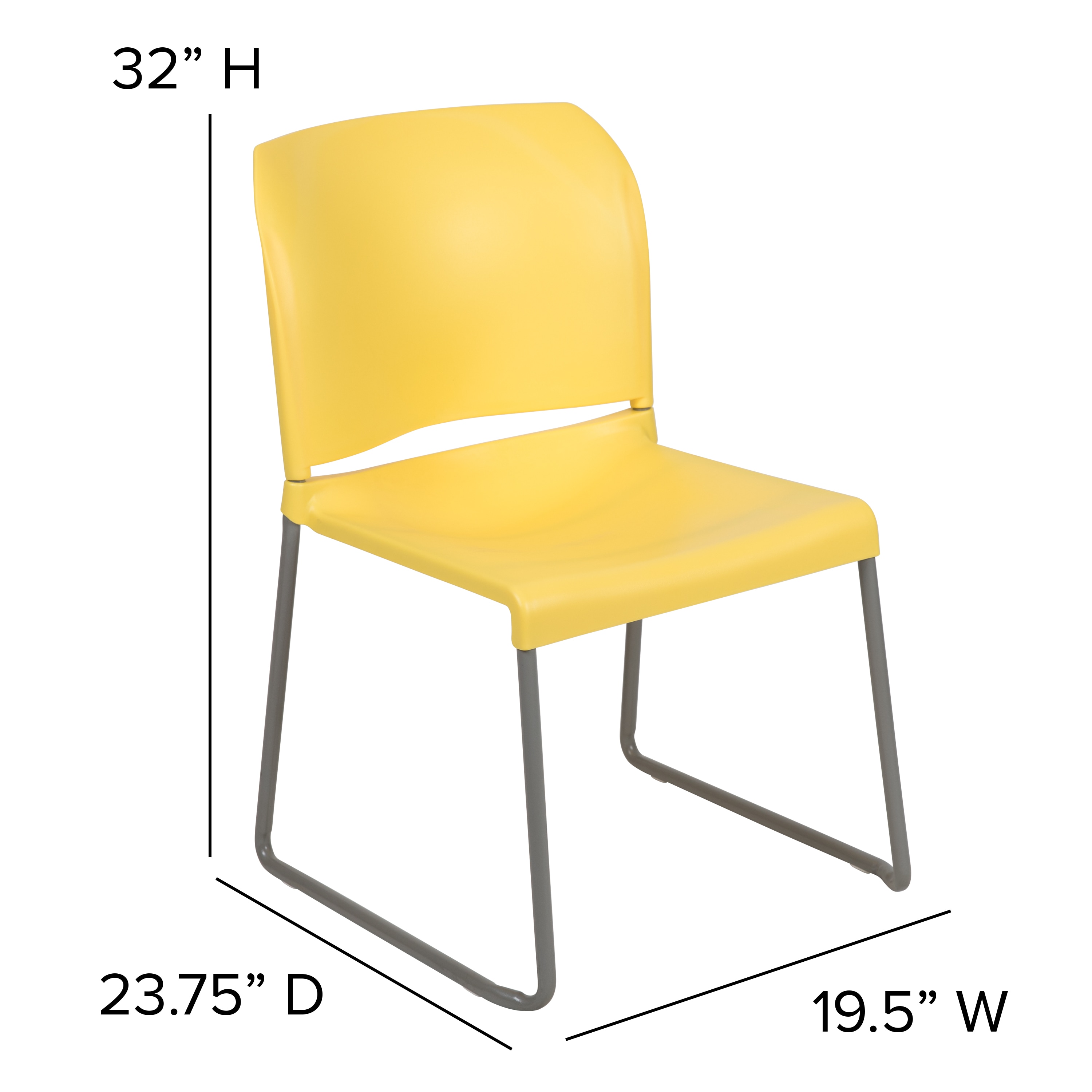 Yellow Ergonomic Armless Stacking Reception Chair