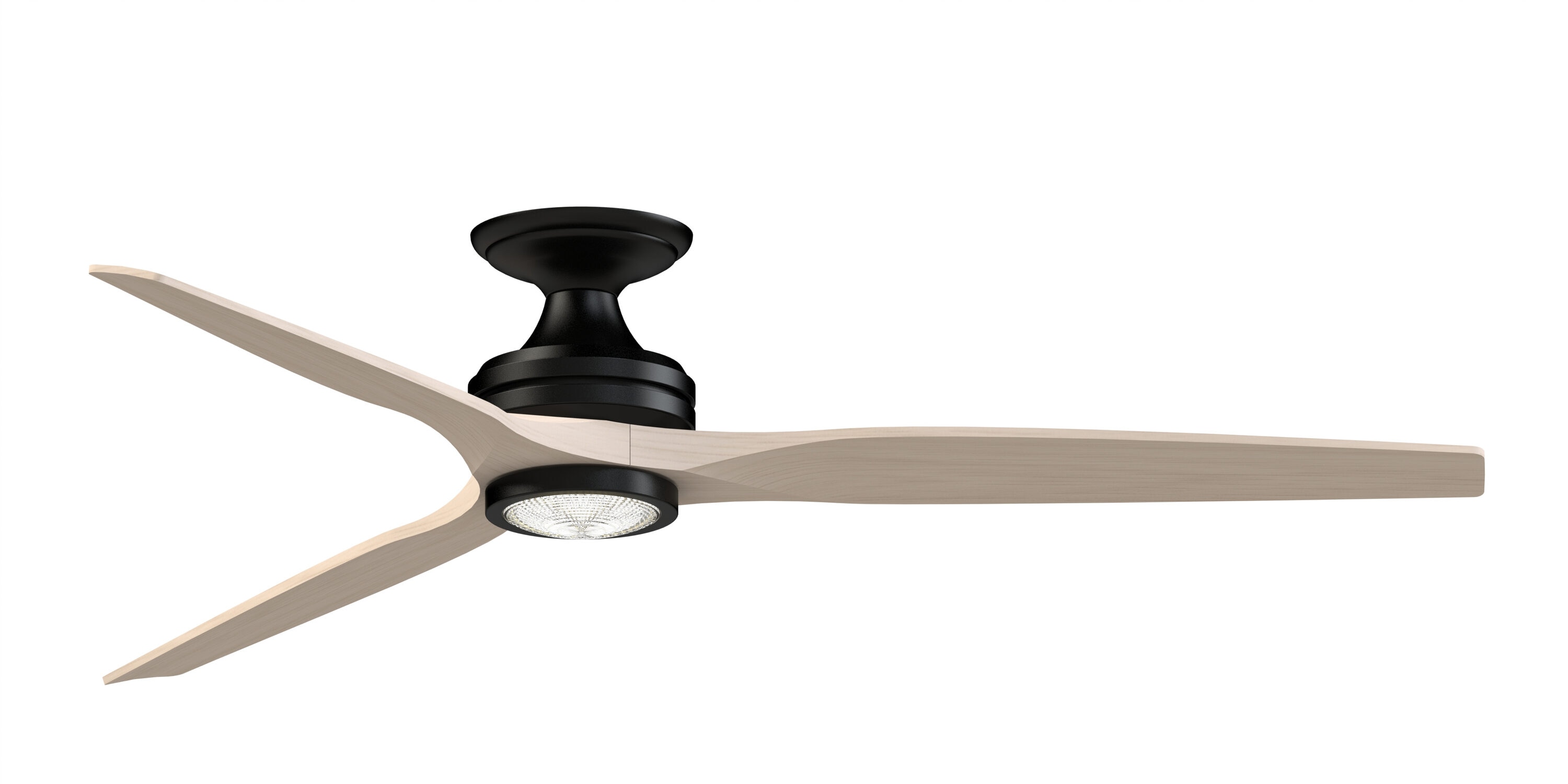 Fanimation FPD6721BBL-64WW-LK-F Spitfire 64-in Color-Changing Integrated LED Outdoor Flush Mount Smart Black with White Washed Blades Propeller Ceiling Fan With Light - Remote Included ( 3 -Blade )