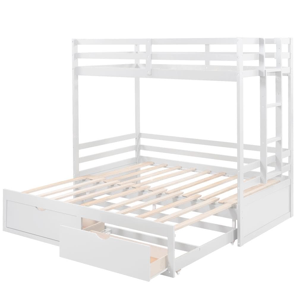 Clihome Solid Wood Twin Over Or, Twin Over King Bunk Bed