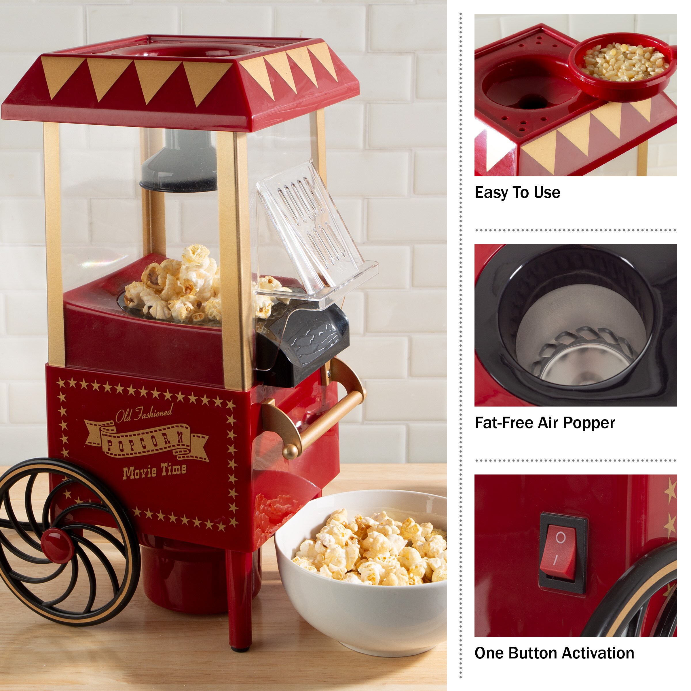 Popcorn Popper Automatic Machine Popcorn Maker Easy To Clean Home