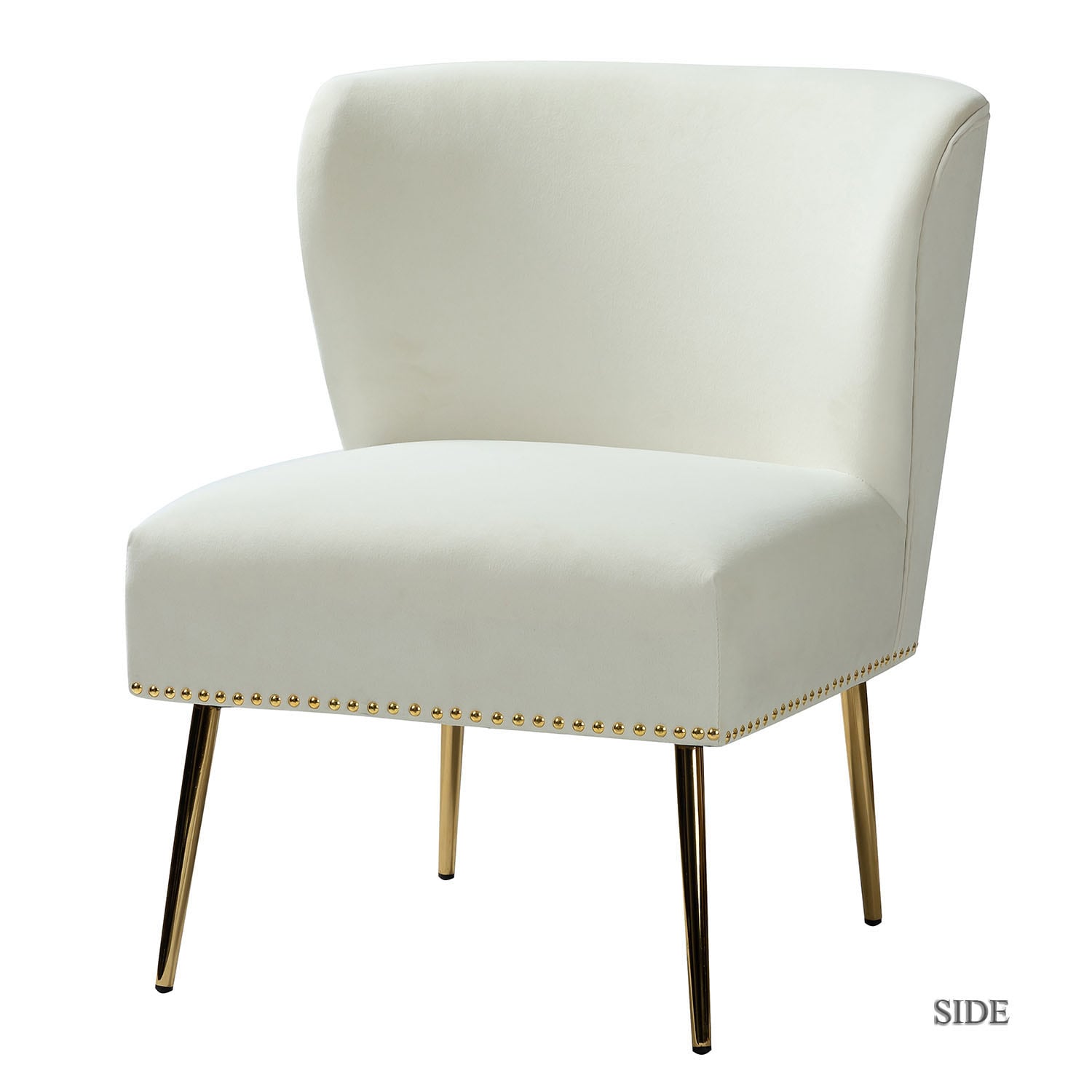 14 Karat Home CHM0106-IVORY Modern IVORY Velvet Accent Chair