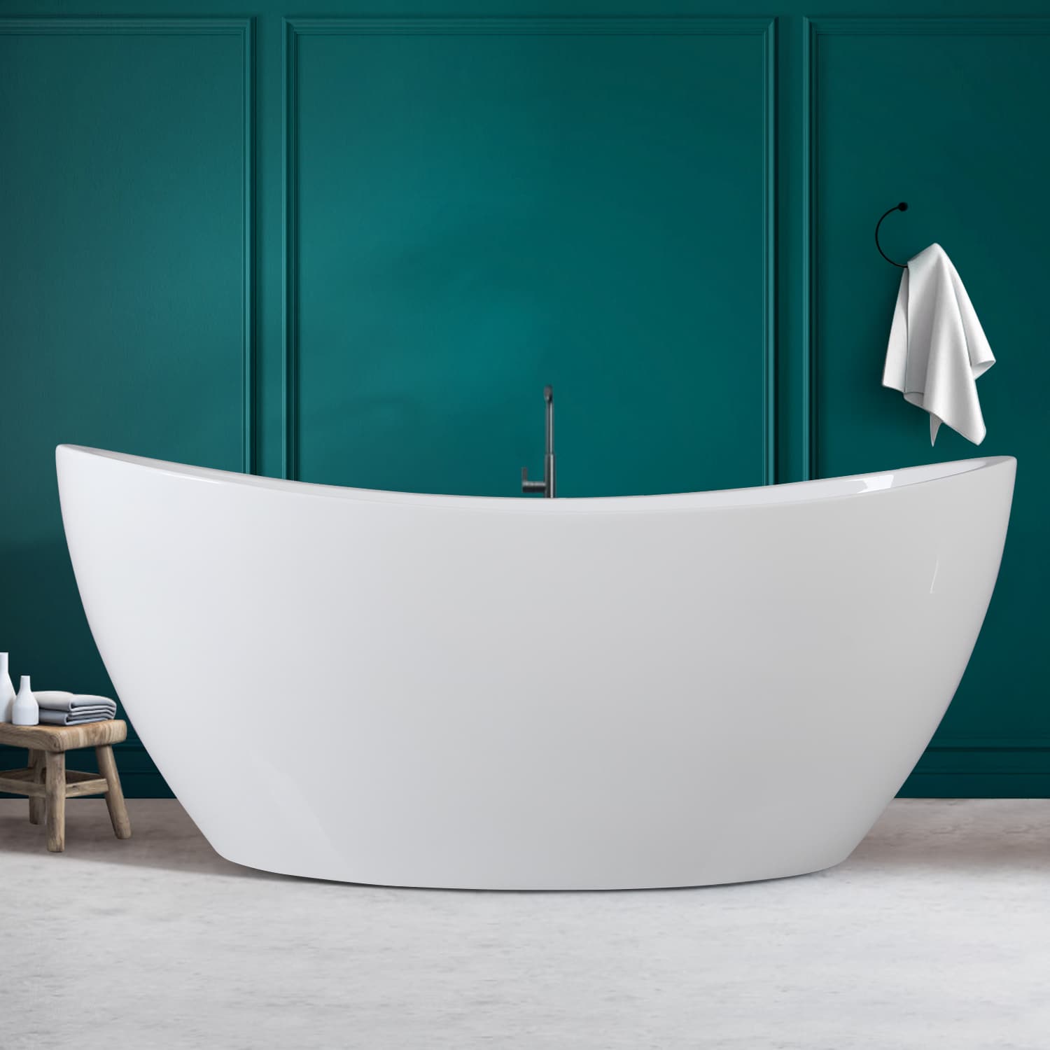 Naha 67" Glossy White Acrylic Freestanding Soaking Bathtub