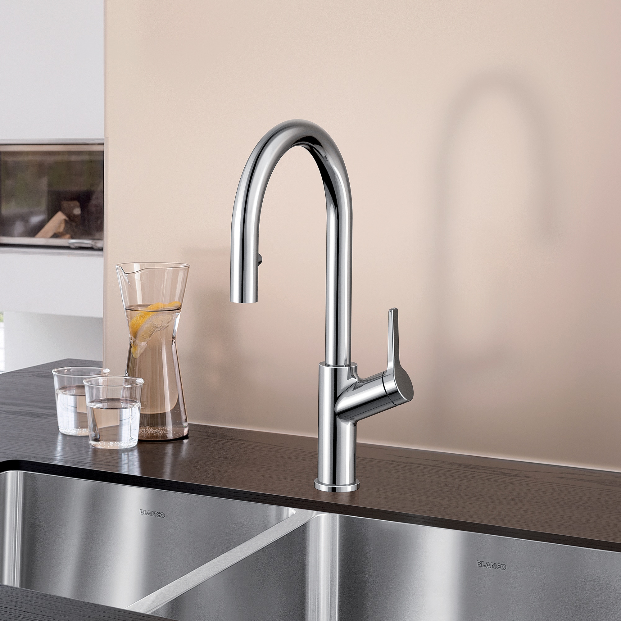 BLANCO Urbena Chrome Single Handle Pull-down Kitchen Faucet with ...