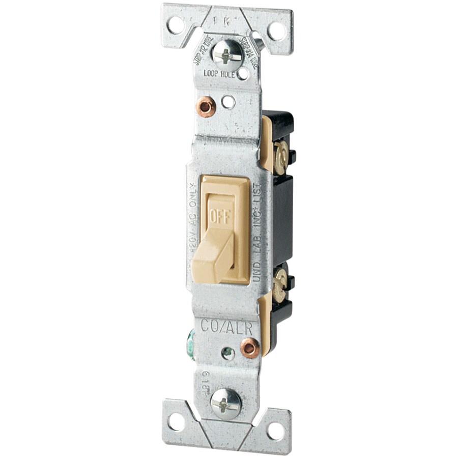 Eaton 5221-7V-SP-L 15-amp Single-pole Toggle Light Switch , Ivory