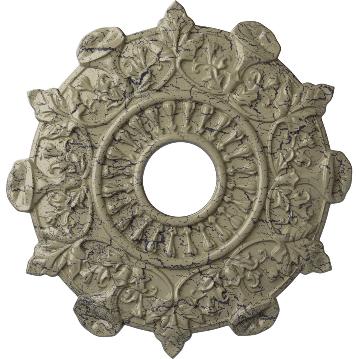 Ekena Millwork CM17PRCSC Preston 17.5-in W x 17.5-in L Painted Castle Stone Crackle Polyurethane Whole Ceiling Medallion