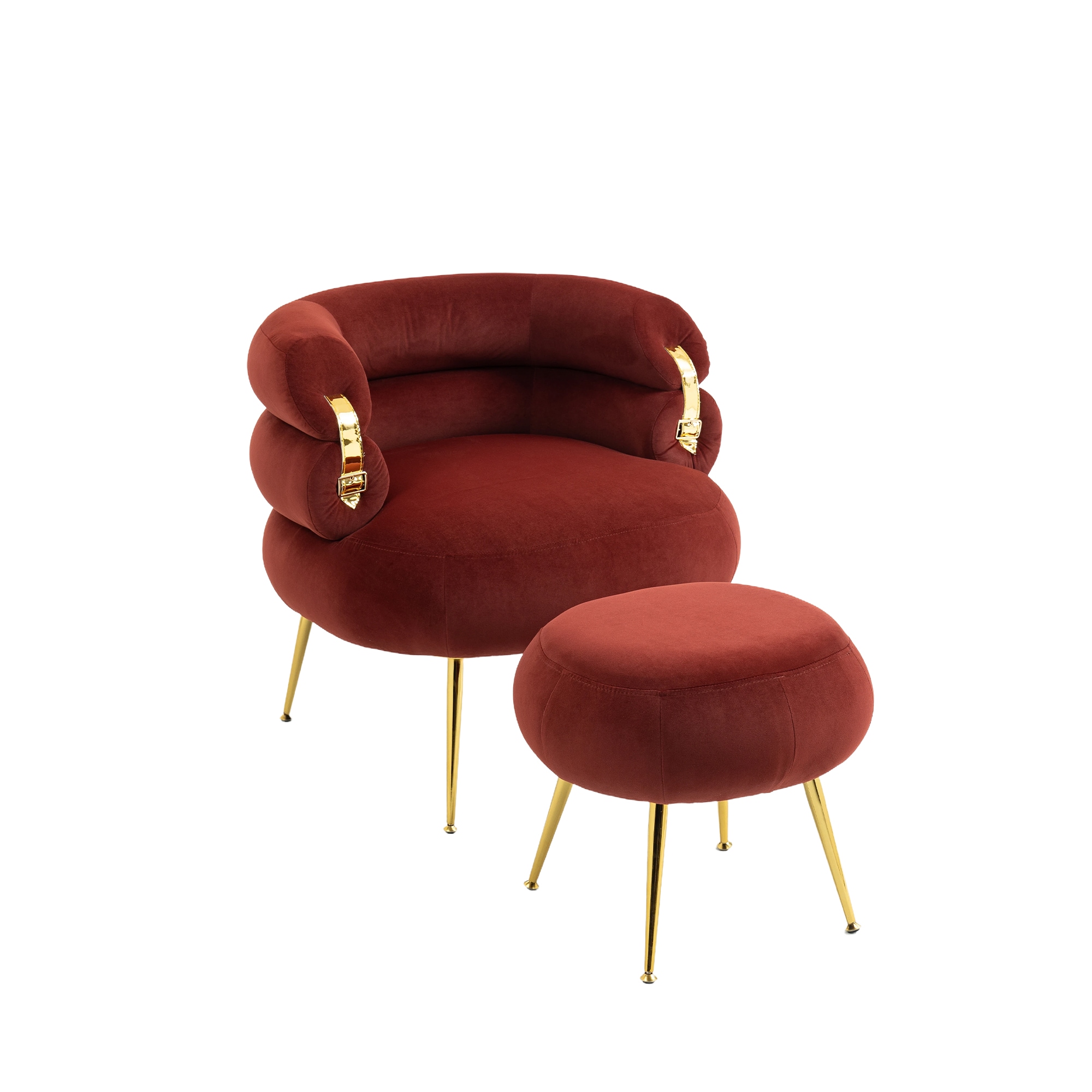 Damerin CXZ-37 Modern Wine Red Velvet Accent Chair