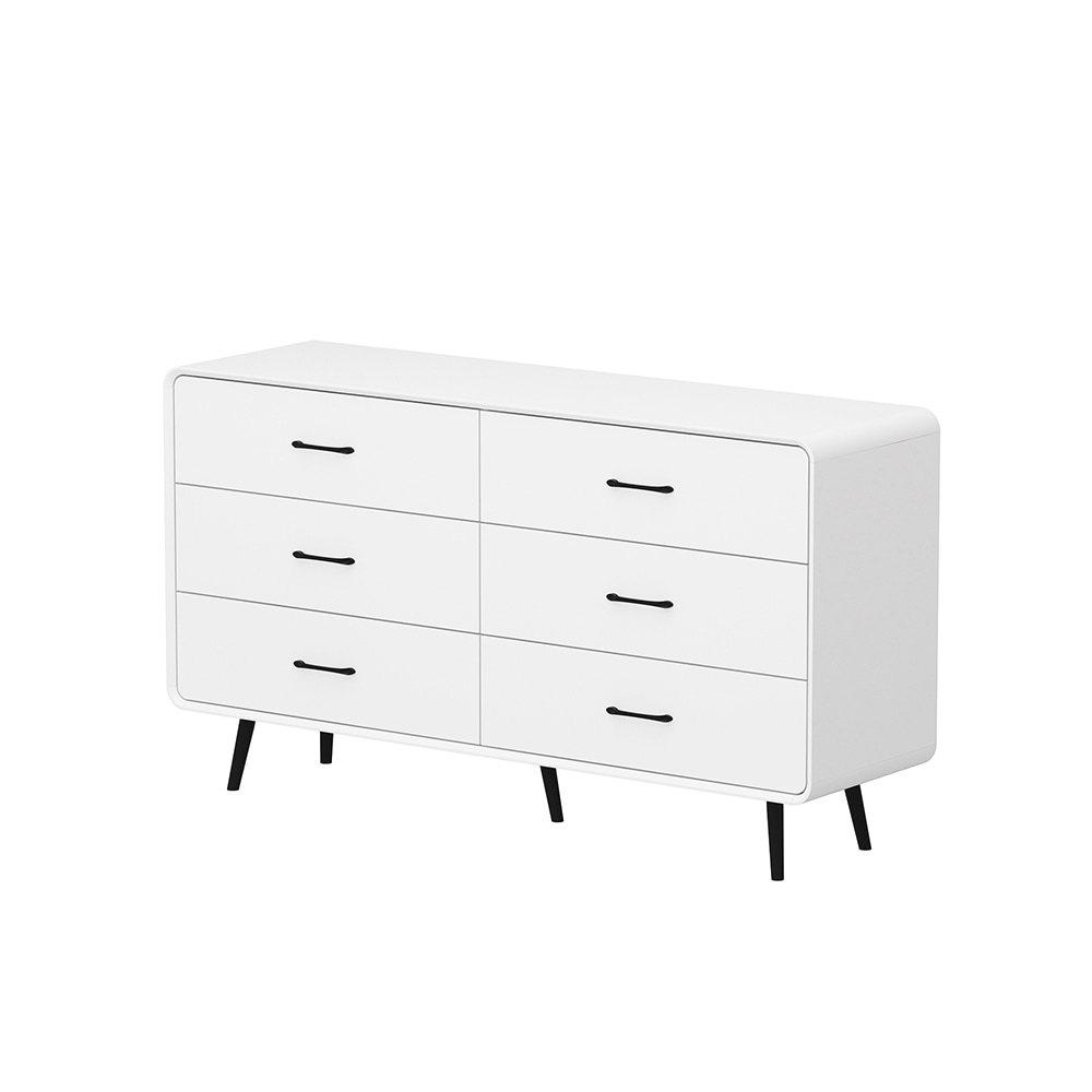 Homsee C-KF200276-01 White 6 Drawer Dresser without Mirror Chest of Drawers with High Capacity Storage and Rounded Corners