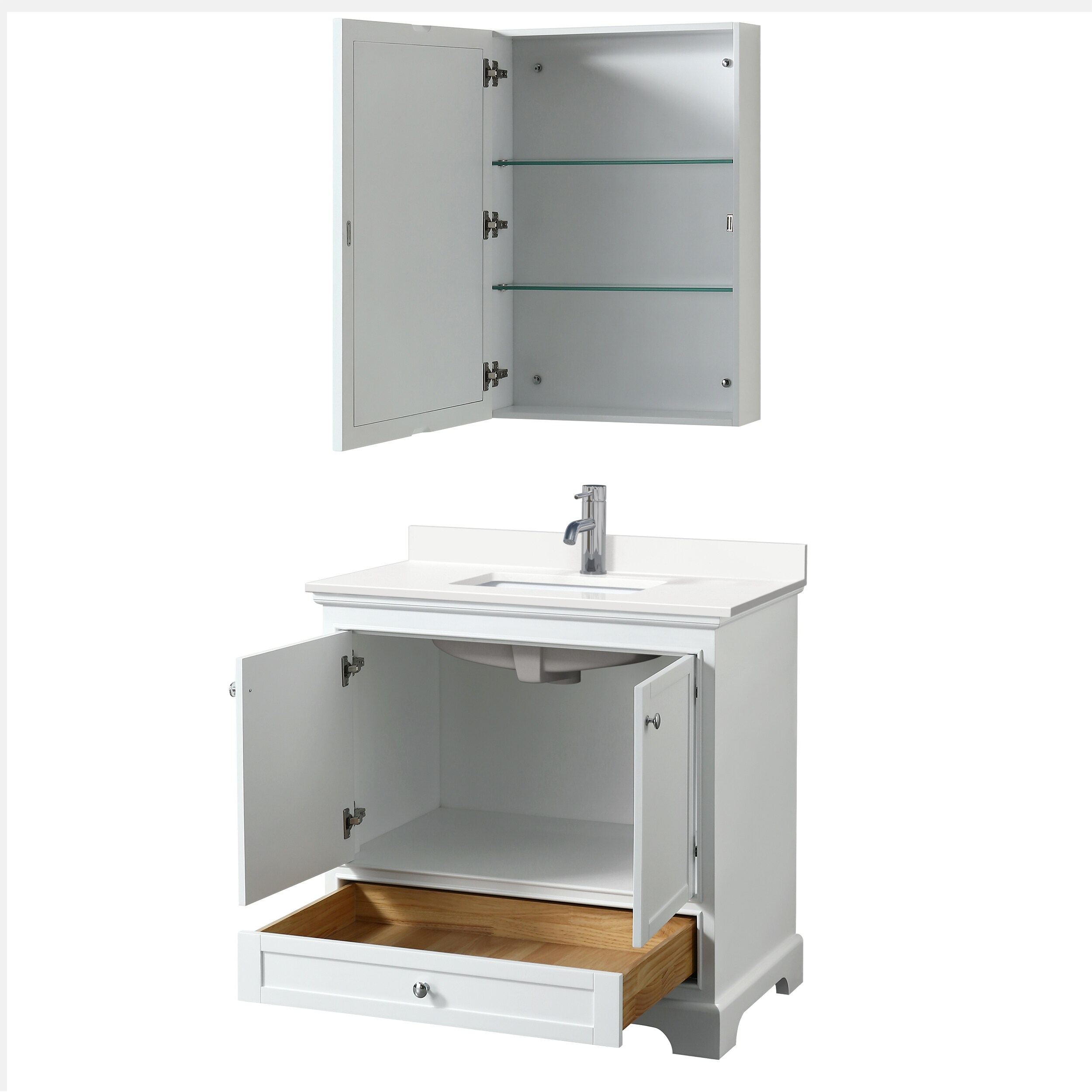 Wyndham Collection WCS202036SWHWQUNSMED Bath-Vanity-Combo - View #2