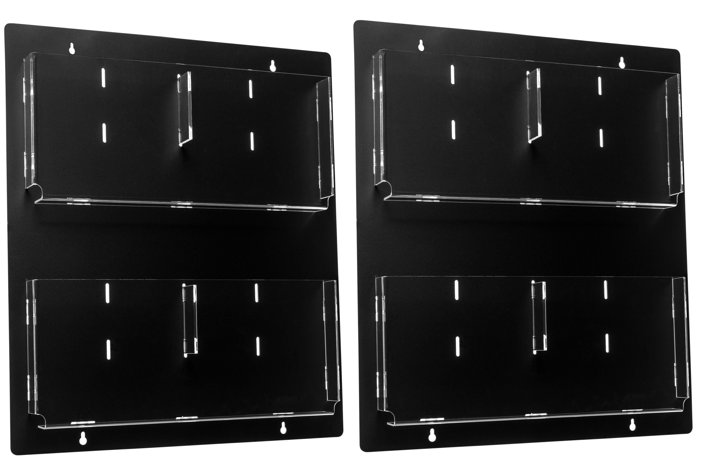AdirOffice 640-2023-BLK-2PK 20-in L x 2-in D x 23-in H Black Acrylic Rectangular Magazine rack