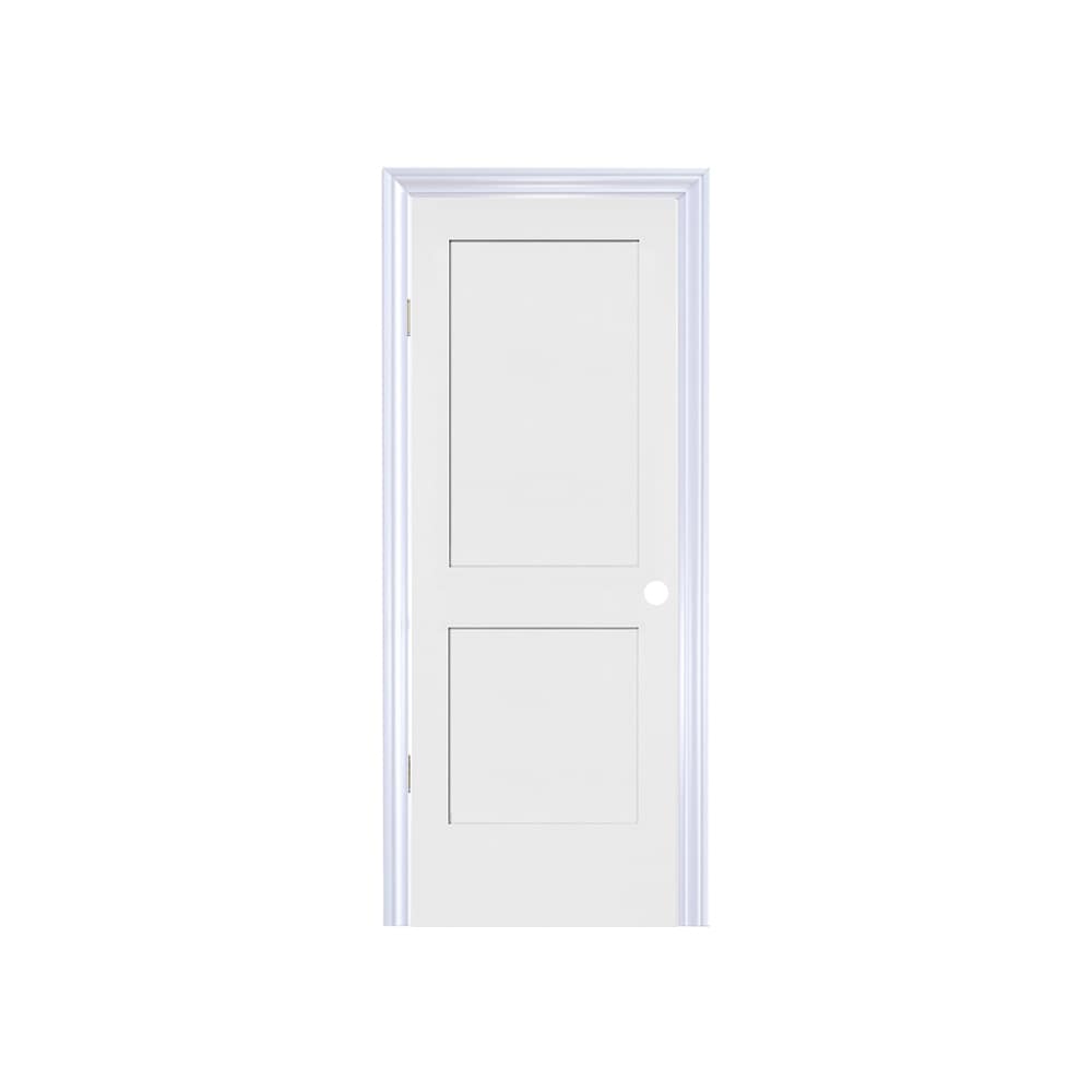 RELIABILT PRO10087690 32-in x 80-in Off-white Hollow core 2-panel square Left hand Smooth Primed Molded composite Split Jamb Single Prehung Interior Door 356 Casing