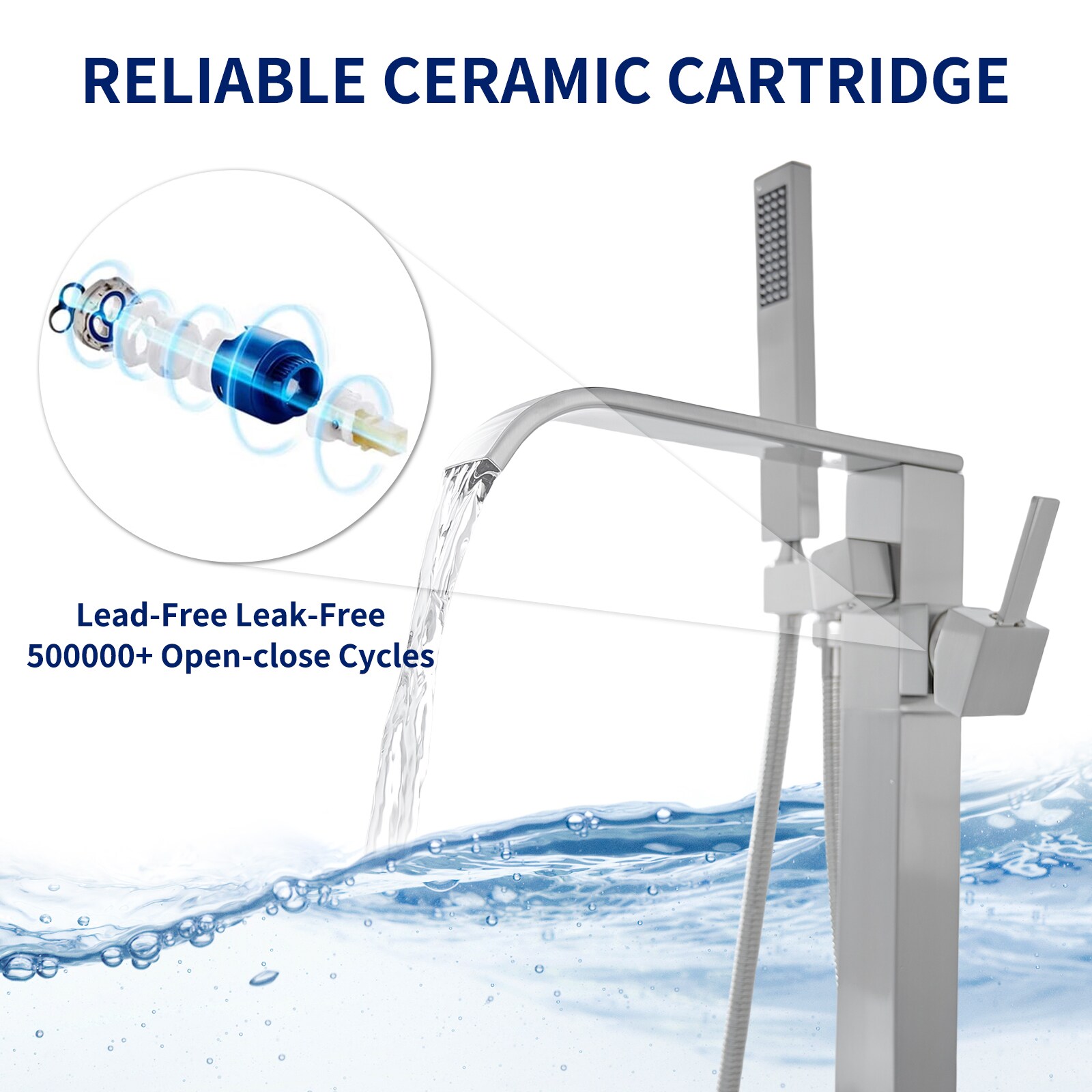 Brushed Nickel Single-Handle Freestanding Tub Faucet with Hand Shower