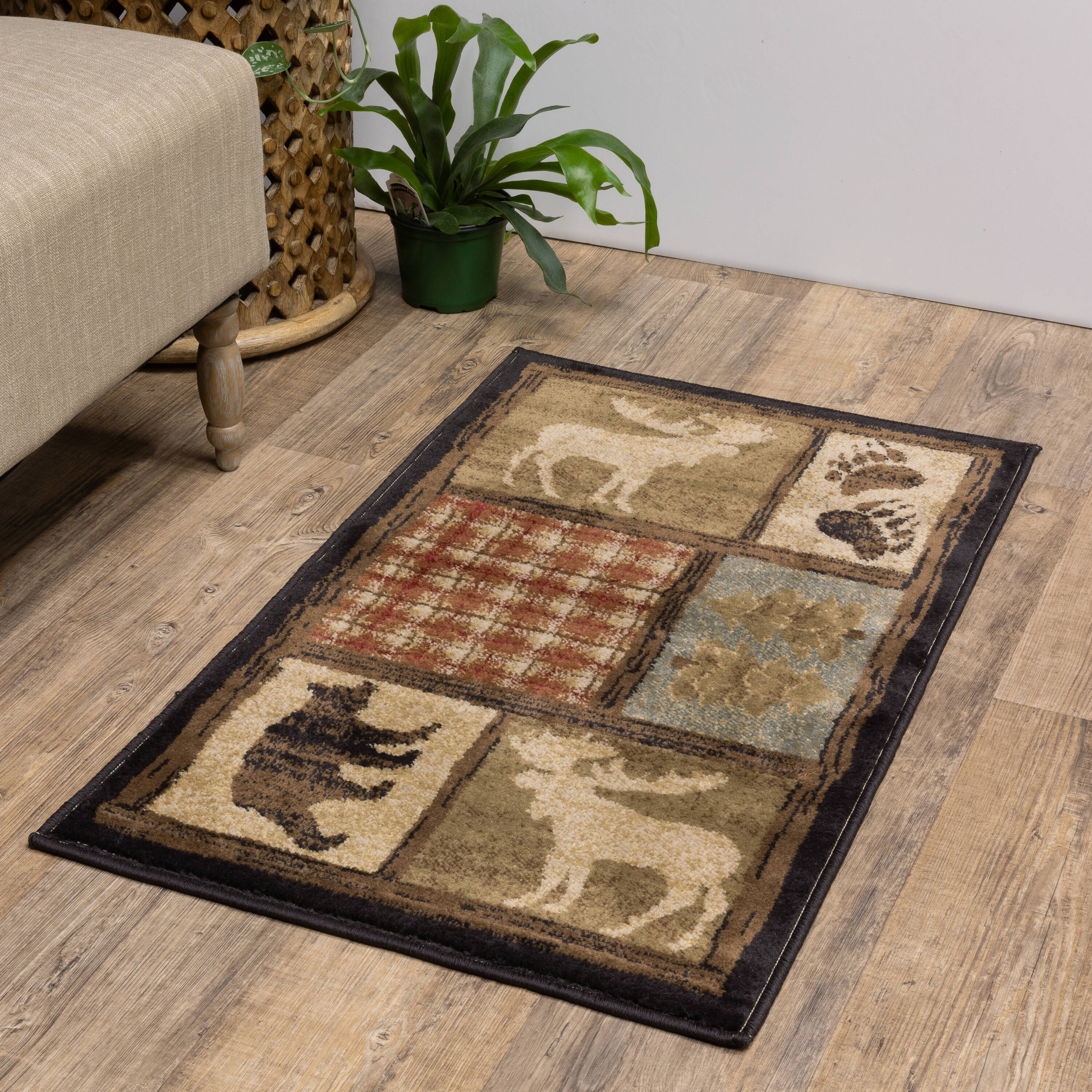 allen + roth L6740A2L Woodland 2 x 3 (ft) Loomed Multi Rectangular Indoor Geometric Lodge Pet Friendly Throw rug