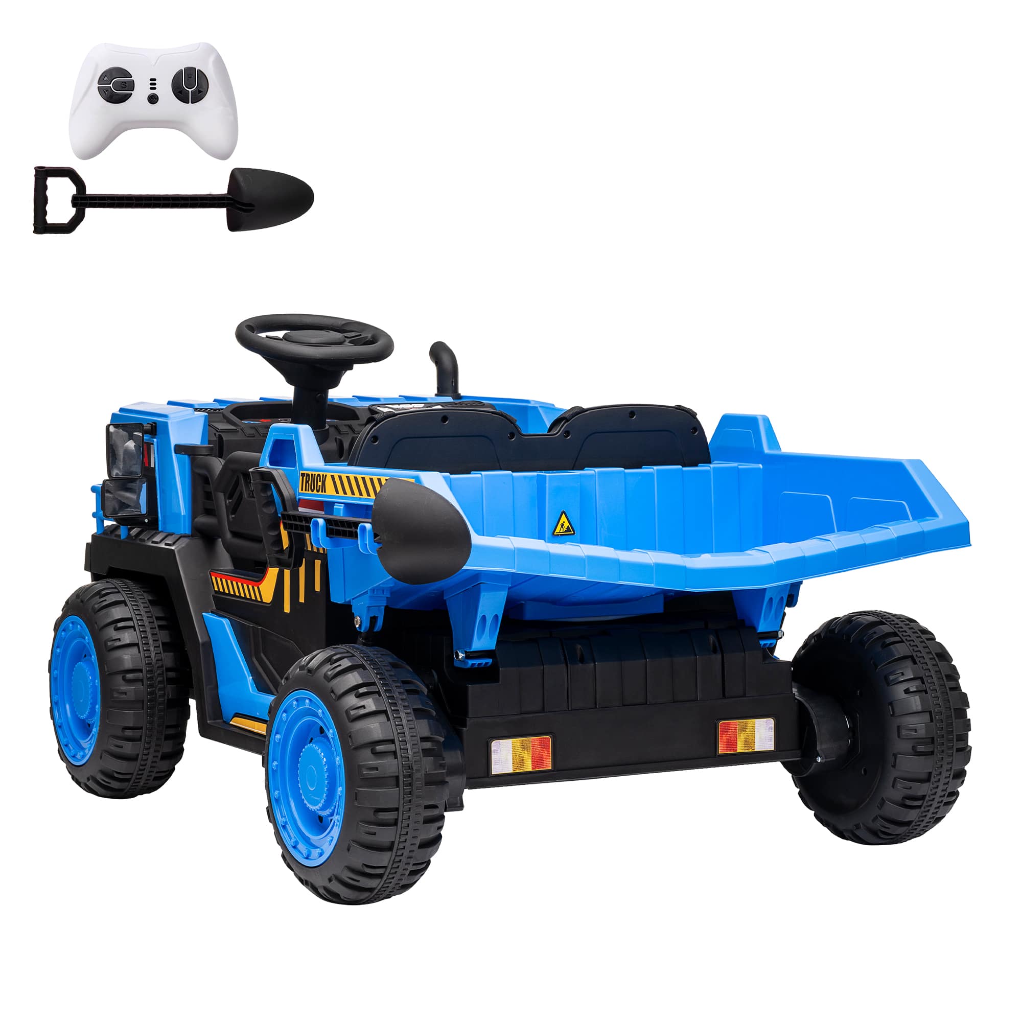 Qeetex SUN-PTO-334KE5TL 24V 2 Seater Ride On Dump Truck Electric Construction Vehicle for Kids with Remote Control Blue