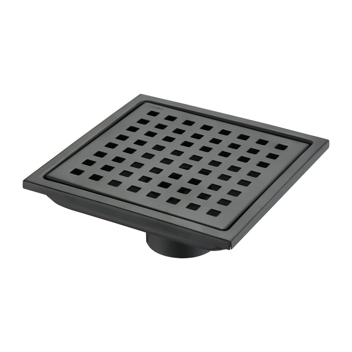 OGETFUUR 6in Matte Black Square Shower Drain with Flange for Bathroom and Kitchen