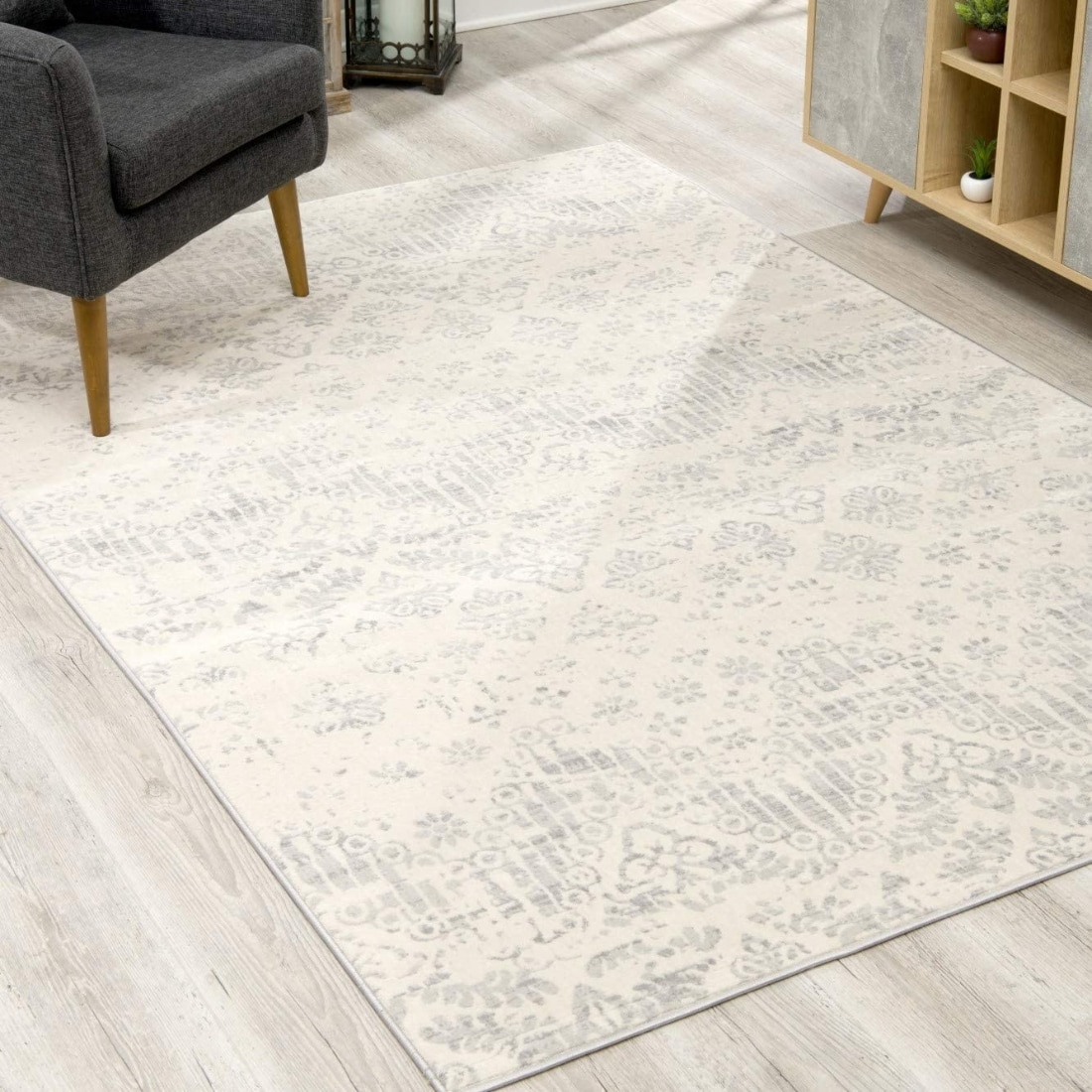HomeRoots 4000390211 2 x 10 (ft) Polypropylene Ivory Rectangular Indoor Abstract Runner rug