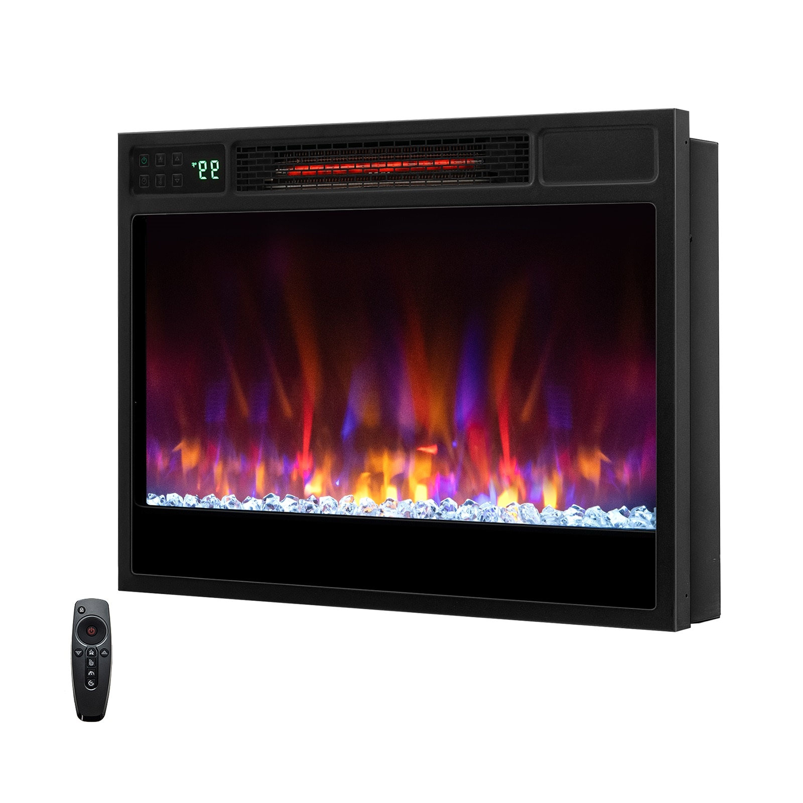 Slickblue Infrared Quartz Electric Fireplace Heater with Remote and Child Lock (24.7 In) Black Electric for Bedroom or Living Room #D-CO-KB-SU75301PF