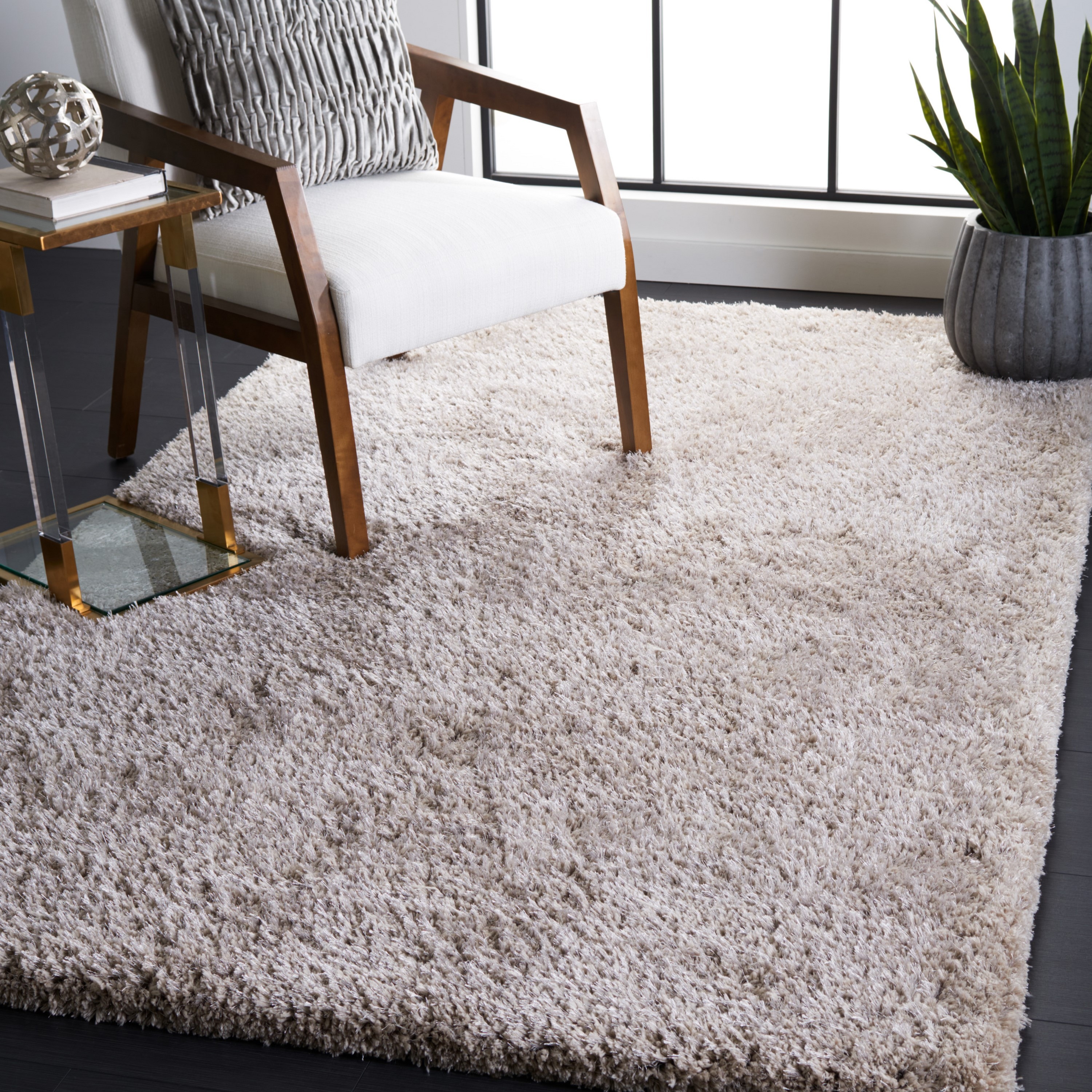 Safavieh SGE620C-3 Express 3 x 5 (ft) Tufted Polyester Silver Rectangular Indoor Solid Throw rug