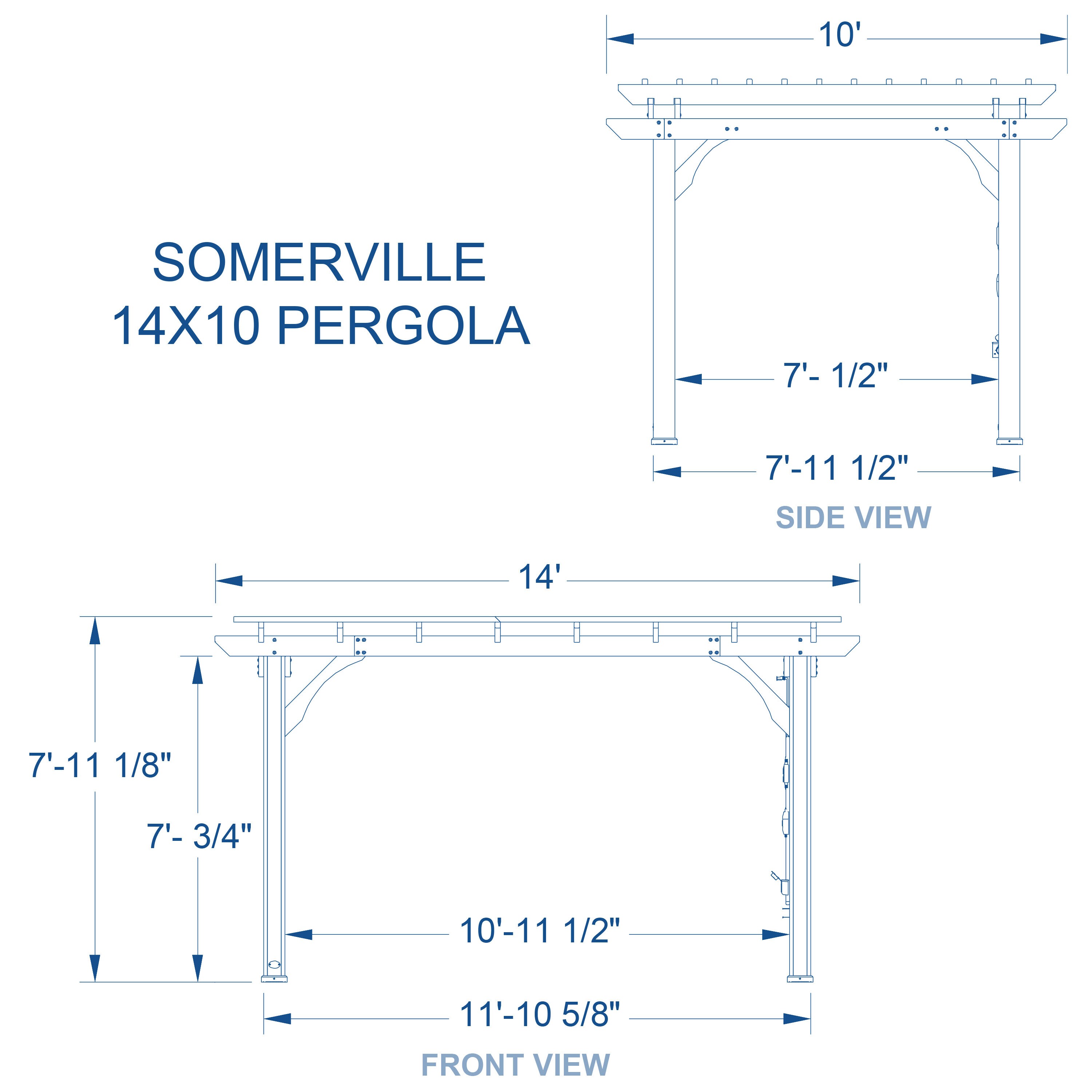 Somerville 14' x 10' Cedar Wood Pergola with Electric Outlets