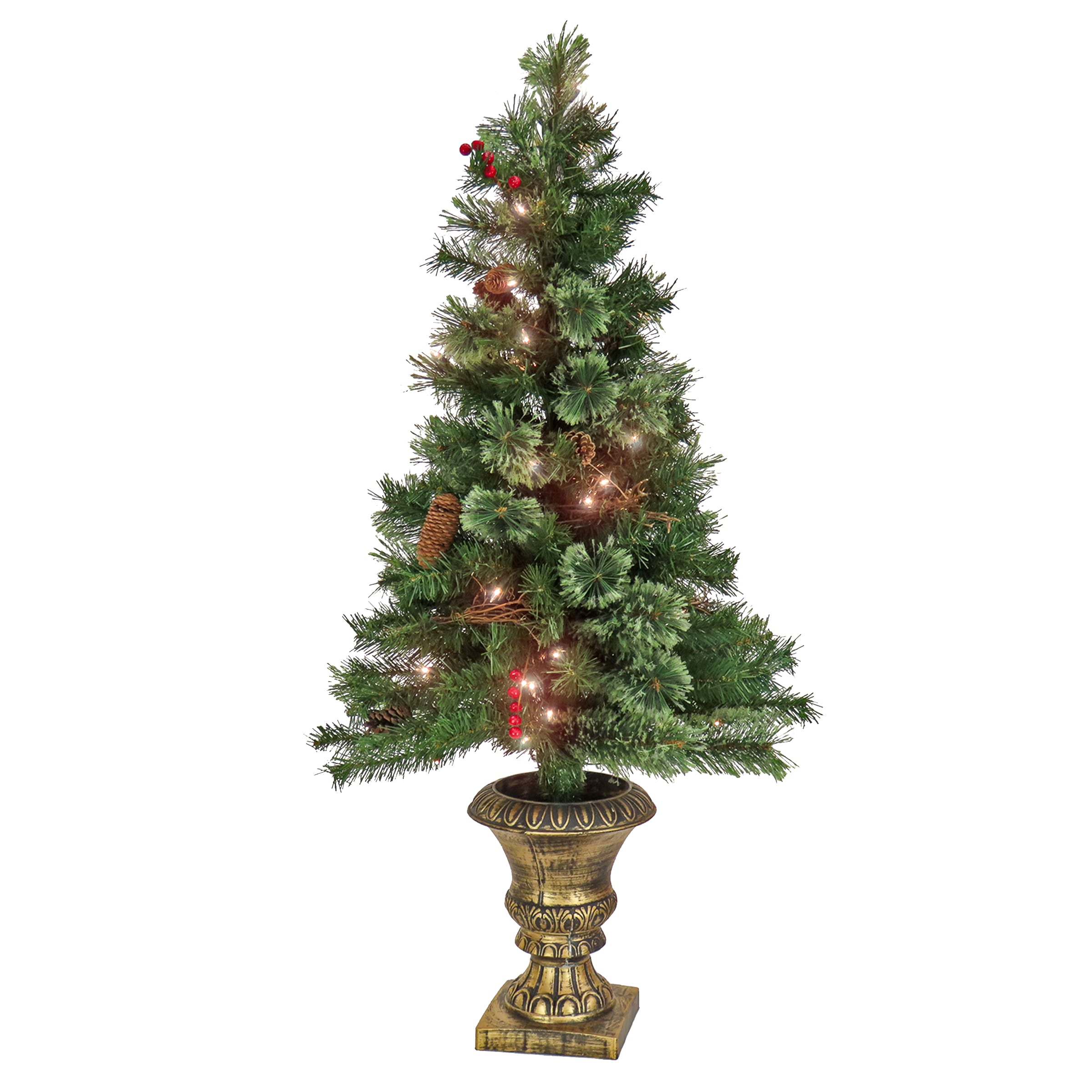 National Tree Company GN7-306-40 4-ft Pine Pre-lit Artificial Christmas Tree with Clear Incandescent Lights