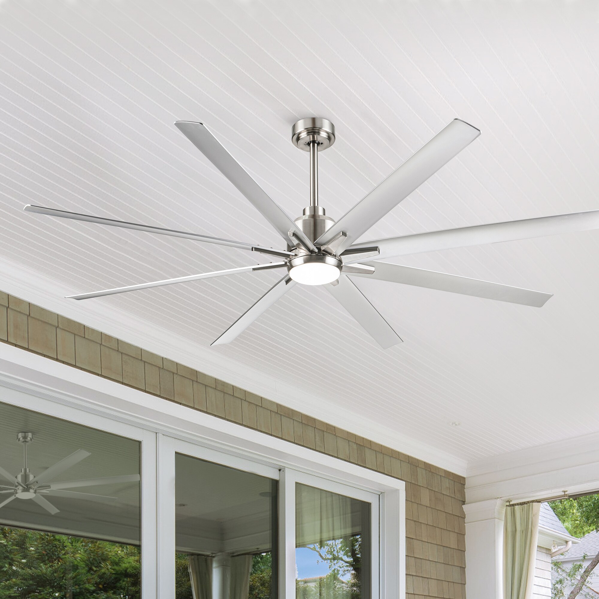 BABOOM BOM-199889-OR Smart Integrated LED Ceiling Fan 72-in Integrated LED Smart Silver with ABS Blades Ceiling Fan With Light - Remote Included ( 8 -Blade )