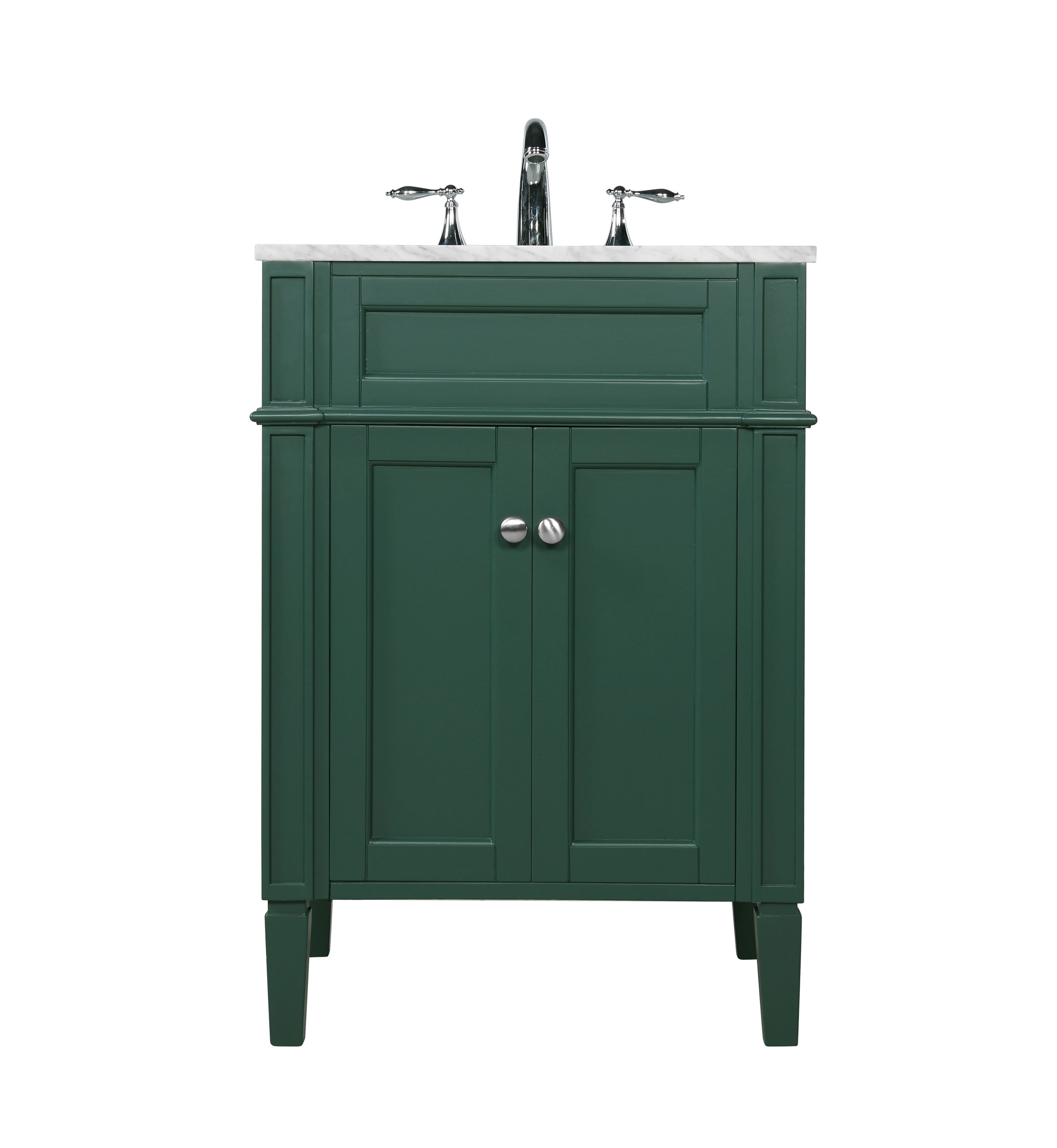Elegant Decor HF37572GN Home Furnishing 24-in Green Undermount Single sink Bathroom Vanity with Carrara White Marble Top