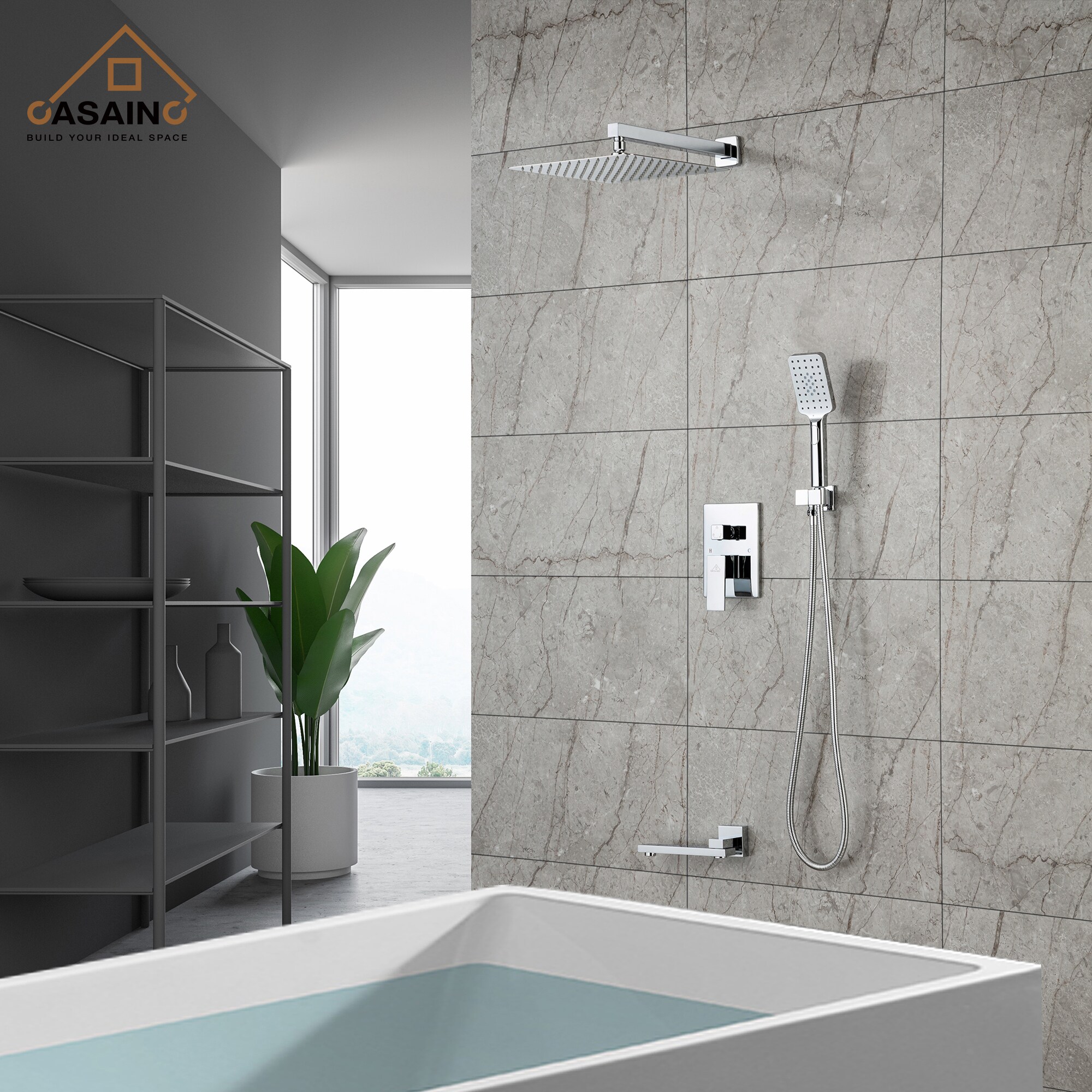 CASAINC WF-W98103CP-12 Showerhead-Bar-Panels - View #3