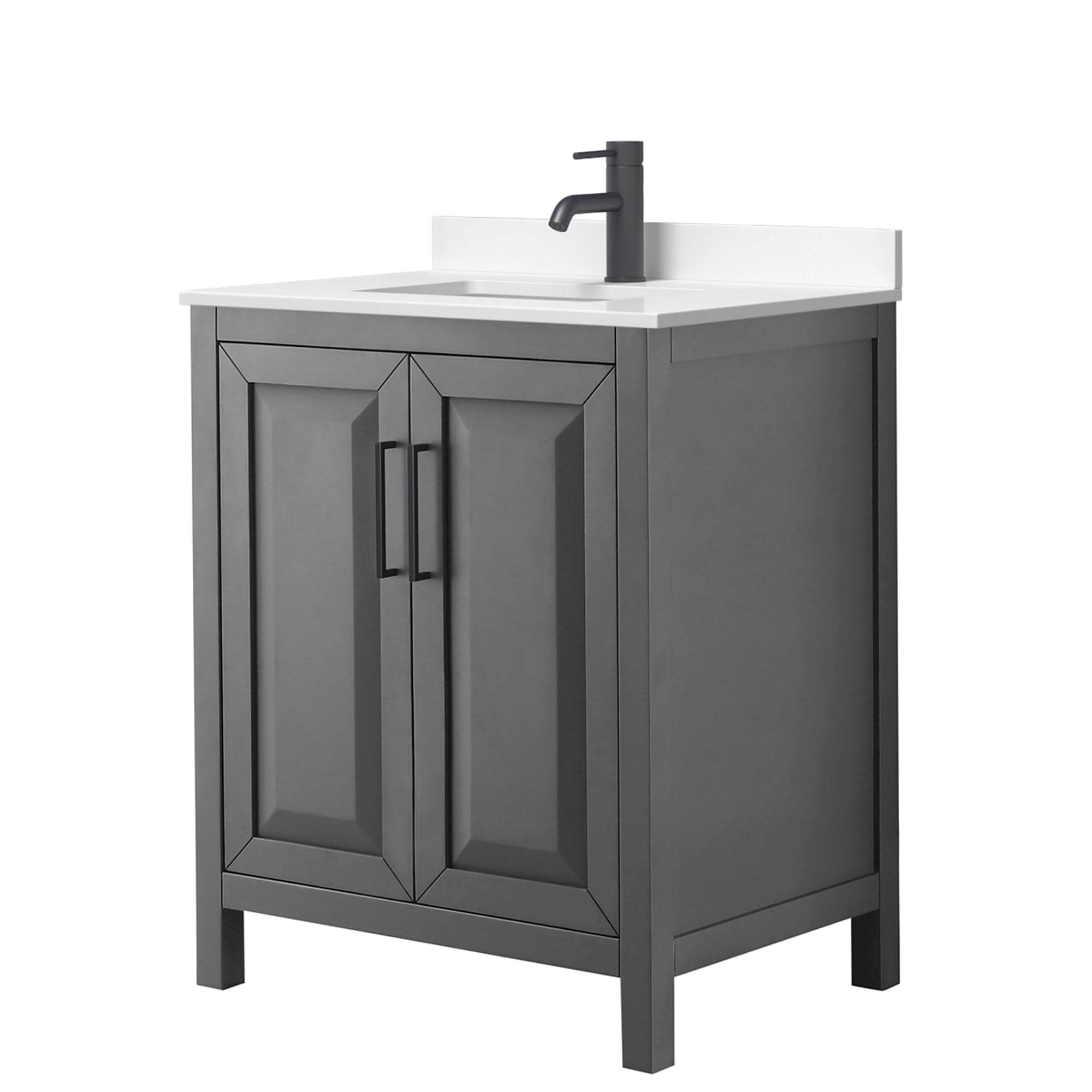 Wyndham Collection WCV252530SGBWQUNSMXX Daria 30-in Dark Gray with Matte Black Trim Undermount Single Sink Bathroom Vanity with White Quartz Quartz Top