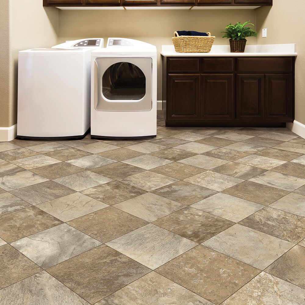 Congoleum AirStep Plus Crossing 12-ft W x Cut-to-Length Intersection Stone Look Low-Gloss Finish Sheet Vinyl