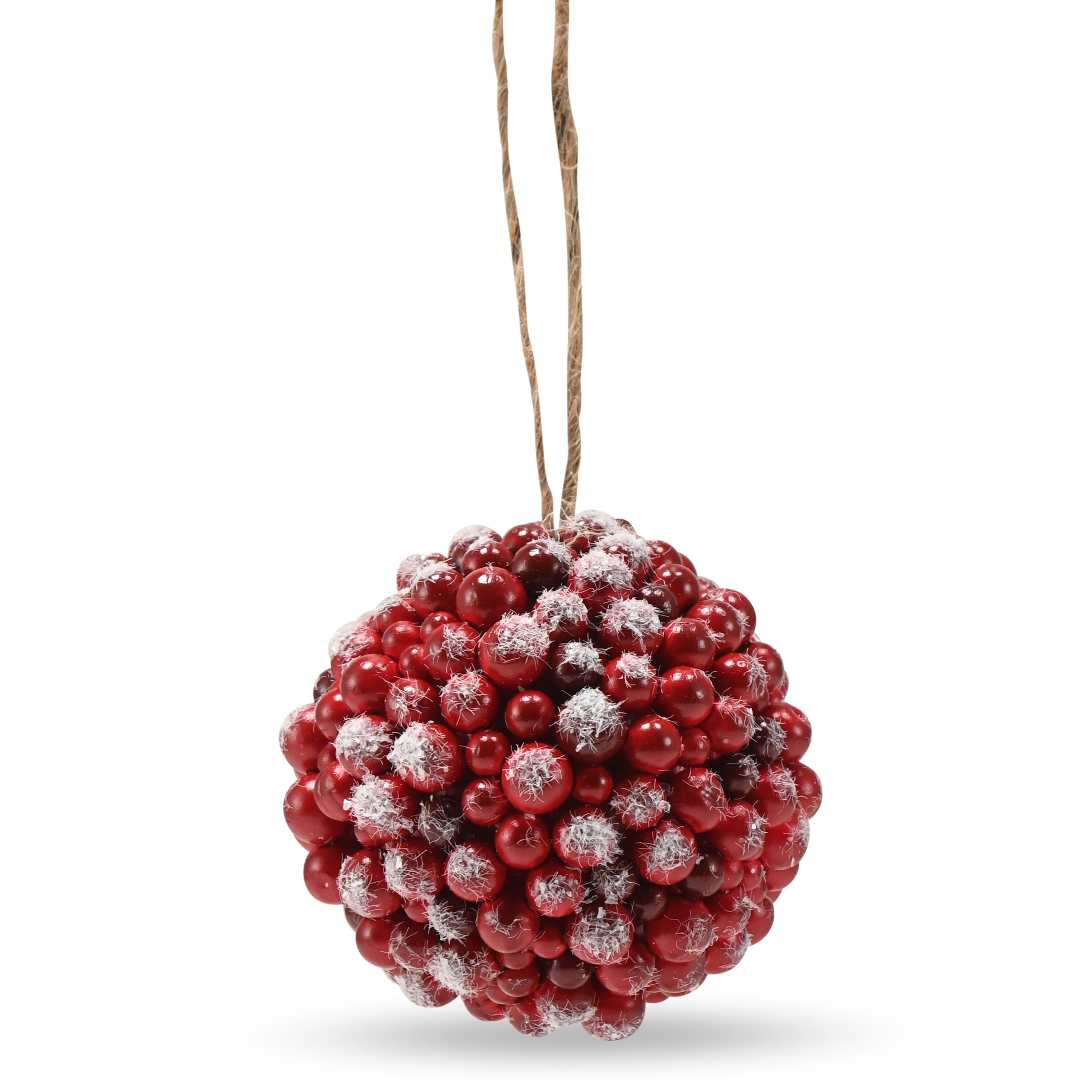 Rustic Red Frosted Berry Christmas Ornaments Set