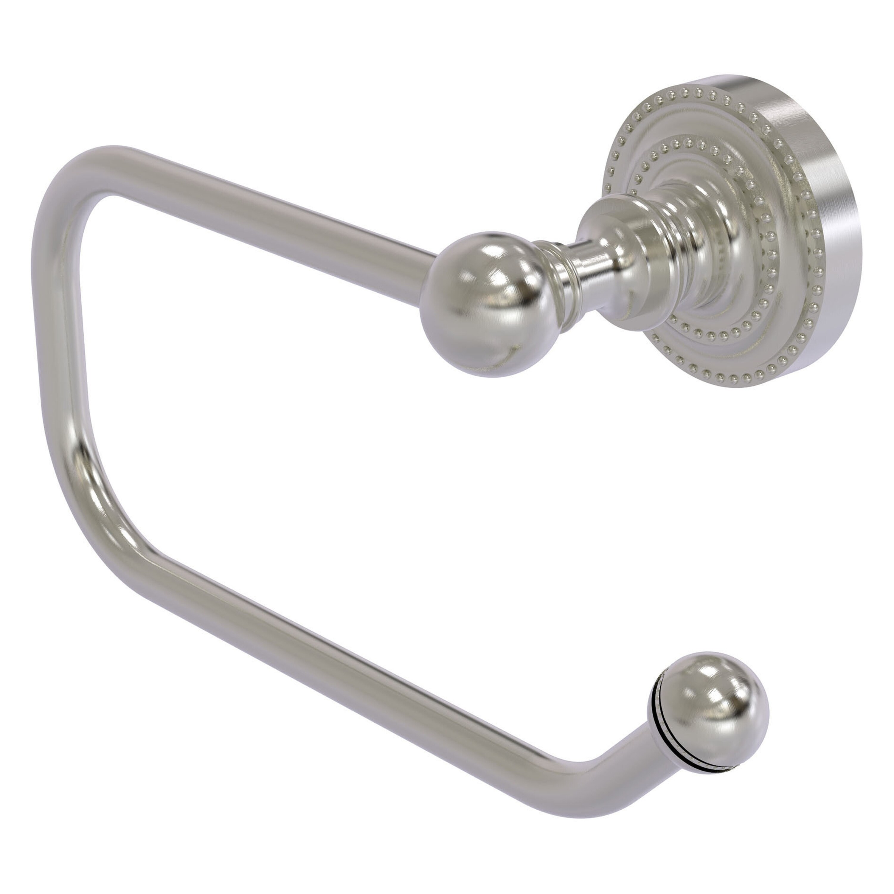 Allied Brass DT-24E-SN Dottingham Satin Nickel Wall mount Single post Toilet Paper Holder 1 -Rolls with Storage