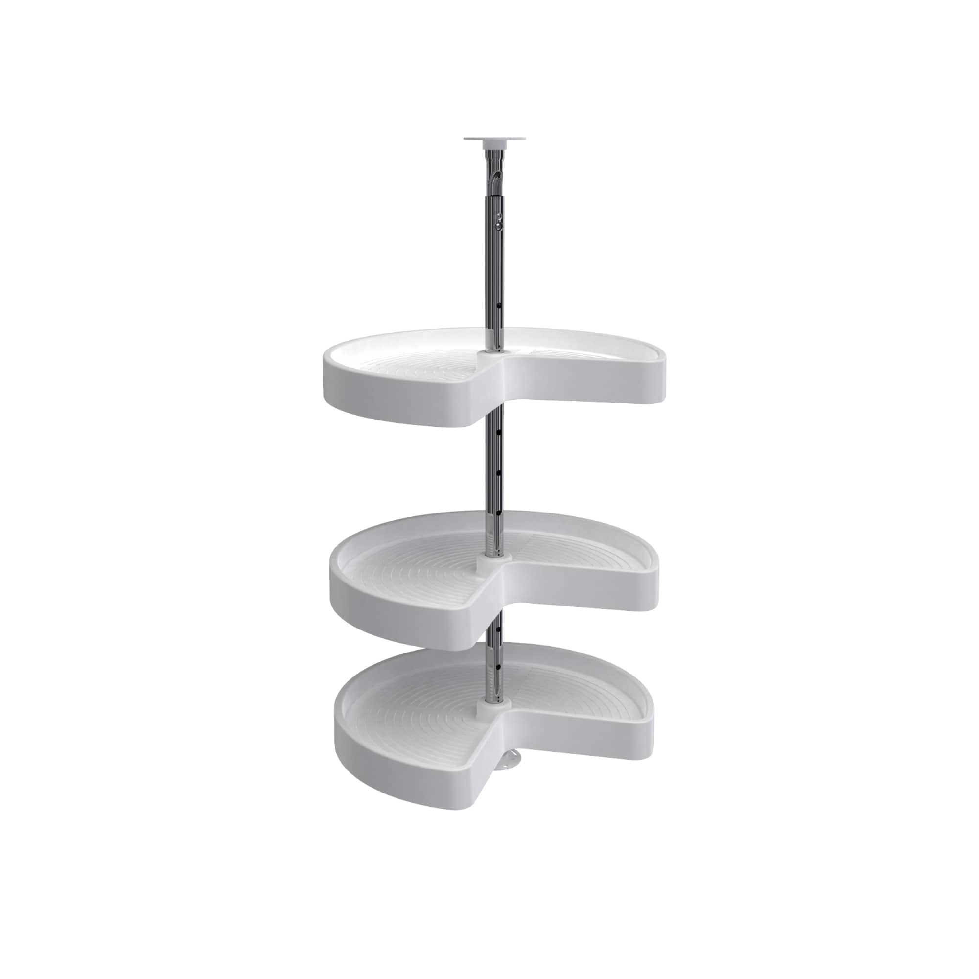 Rev-A-Shelf LD-2473-1836-11-1 3 -Tier White Plastic Adjustable Height Kidney Cabinet Lazy Susan