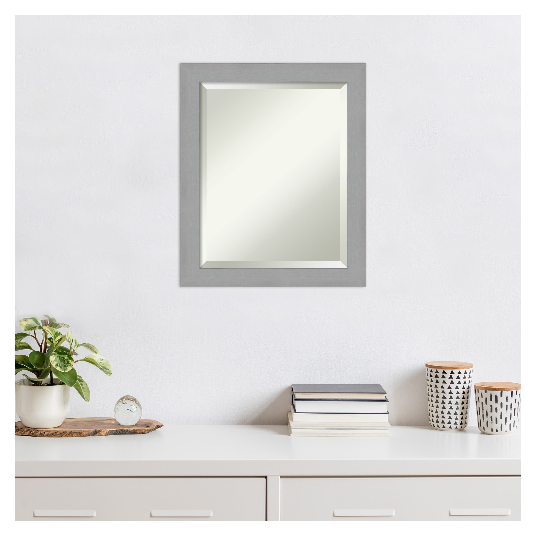 Amanti Art Brushed Nickel 19.38-in W x 23.38-in H Brushed Silver Framed ...