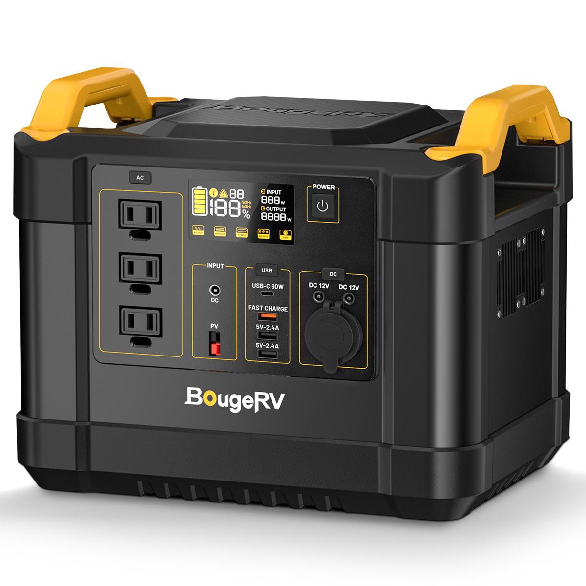 BougeRV Portable Power Station 1200-Watt Portable Power Station in Black | LW120N