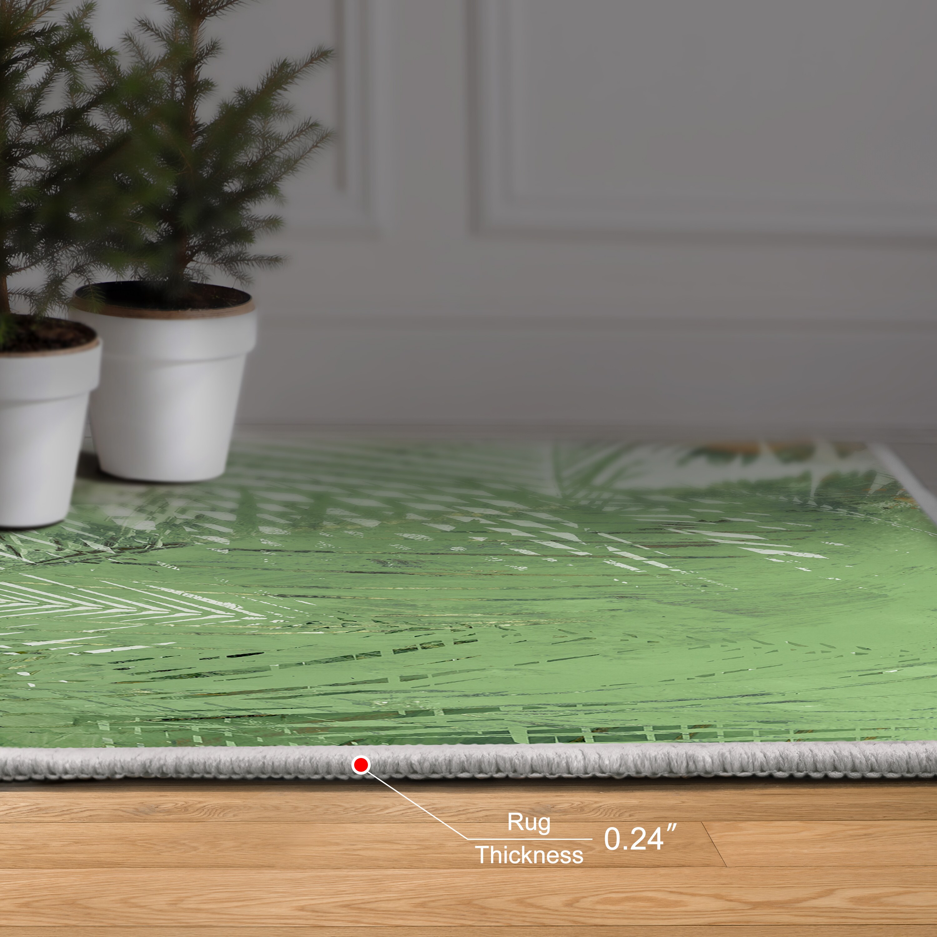 Green and Beige Synthetic Non-slip Washable 5' x 7' Area Rug