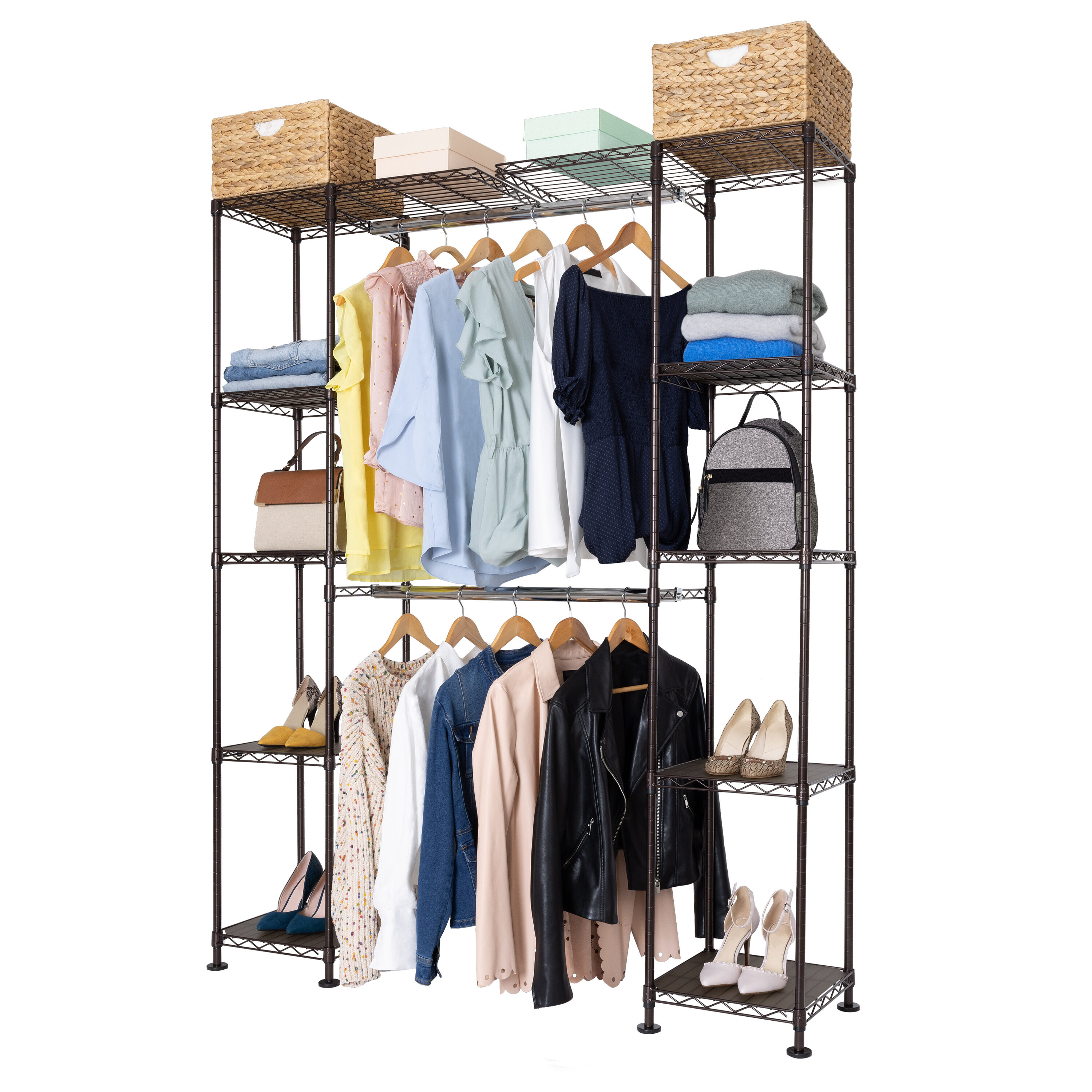 Seville Classics 3 Tier 24 Pair Iron Metal Shoe Rack, Brown, 27.25-in W x  12.87-in D x 18.5-in H, Stackable Shoe Storage Organizer in the Shoe  Storage department at