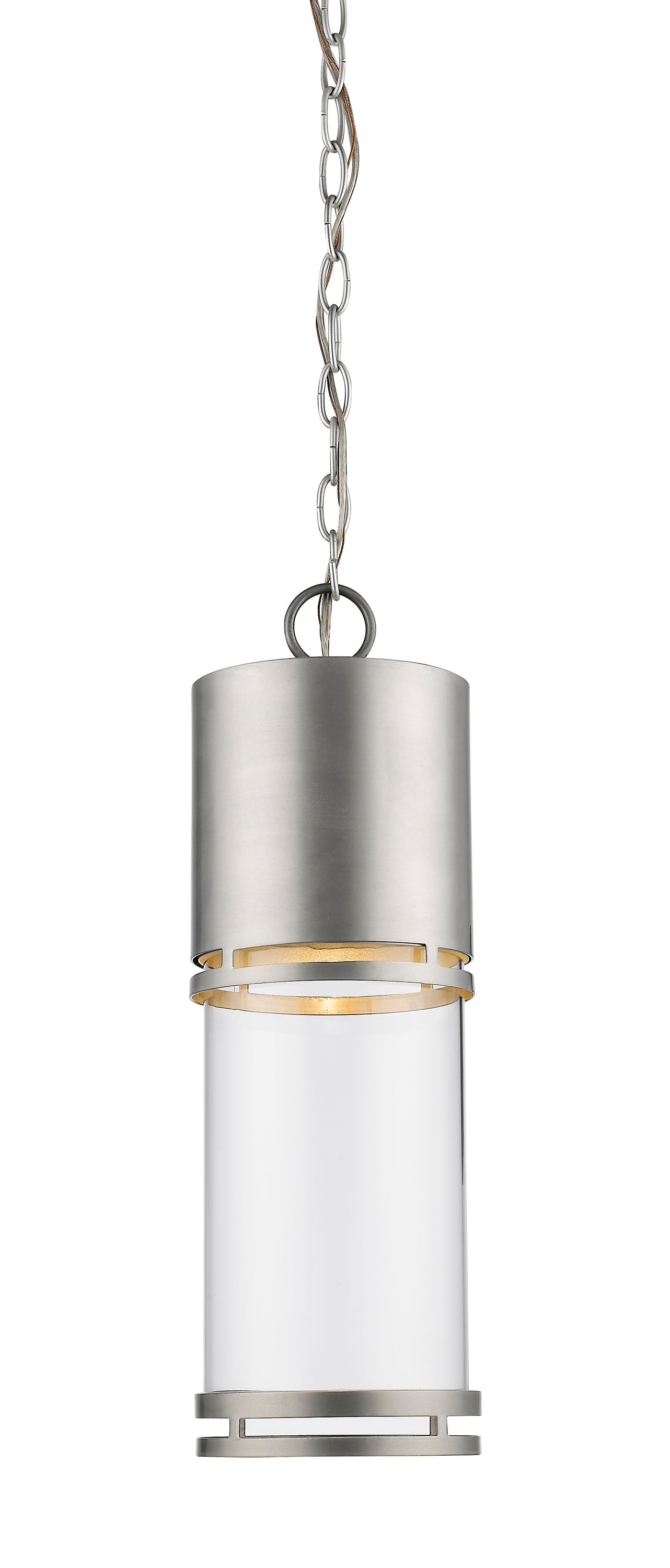 Z-Lite 553CHB-BA-LED Luminata Brushed Aluminum Modern/contemporary Clear glass Lantern Medium Outdoor Hanging Pendant light