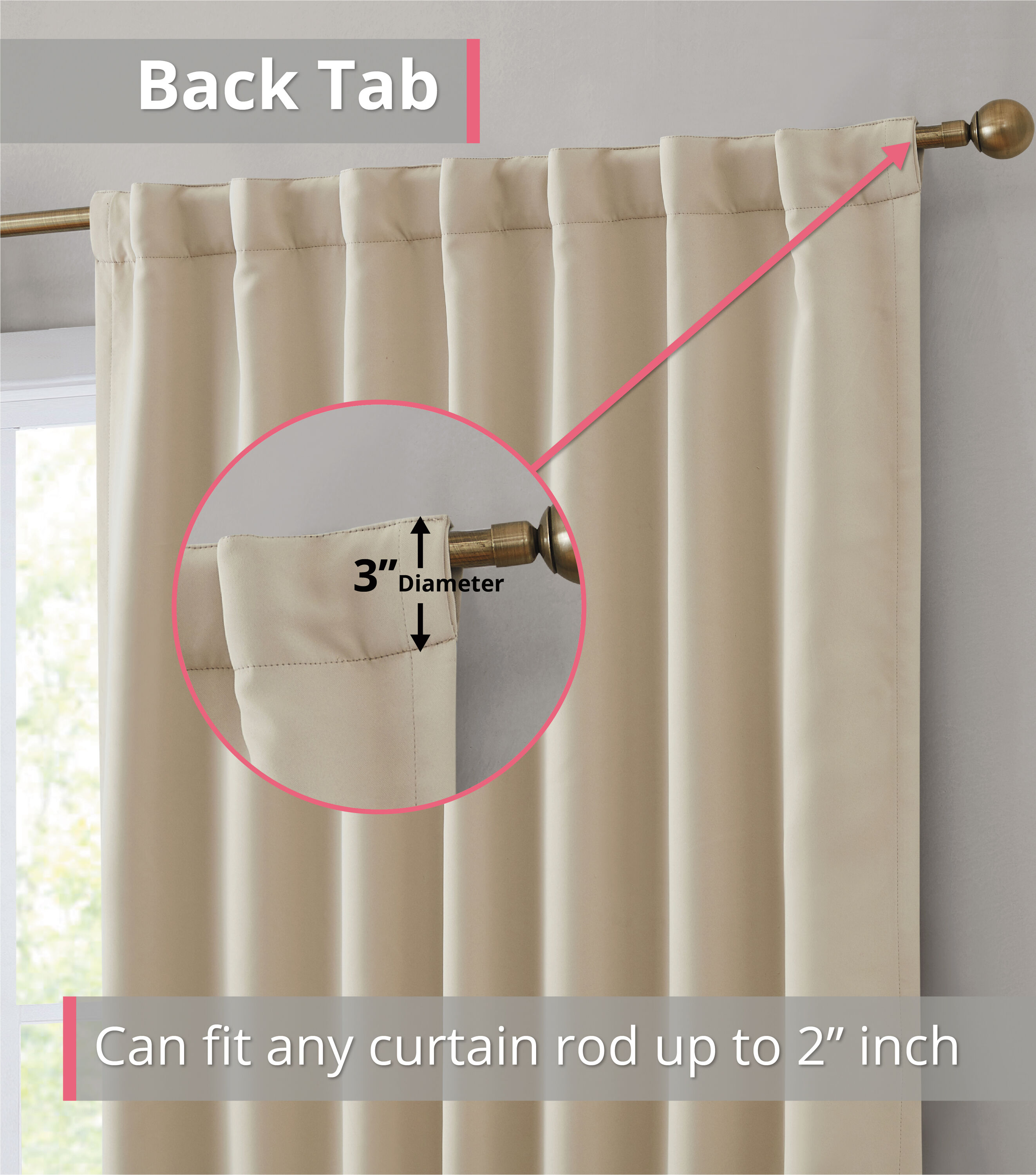 HLC.me HMLTN-BTRP-BEIG72 curtains - View #2