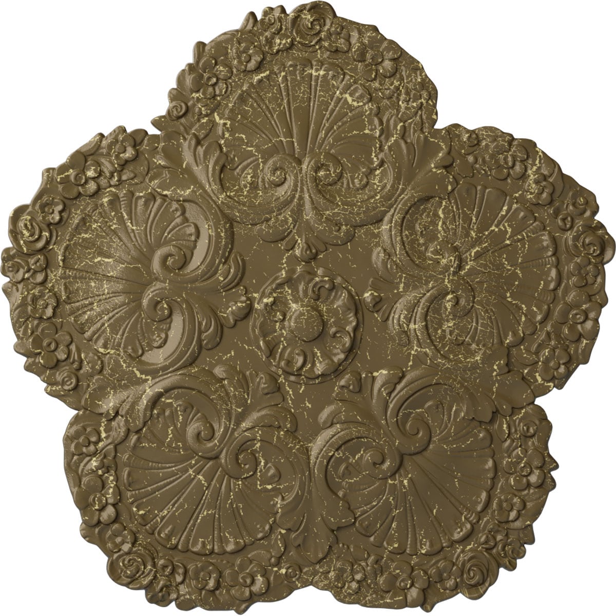 Ekena Millwork CM25SHMMC Shell 25.625-in W x 25.625-in L Painted Mississippi Mud Crackle Polyurethane Whole Ceiling Medallion
