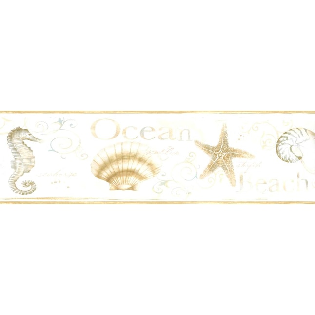 Dundee Deco 6-in Nautical Gold, Beige Seahorse, Shells, Starfish Prepasted Wallpaper  Border in the Wallpaper Borders department at 