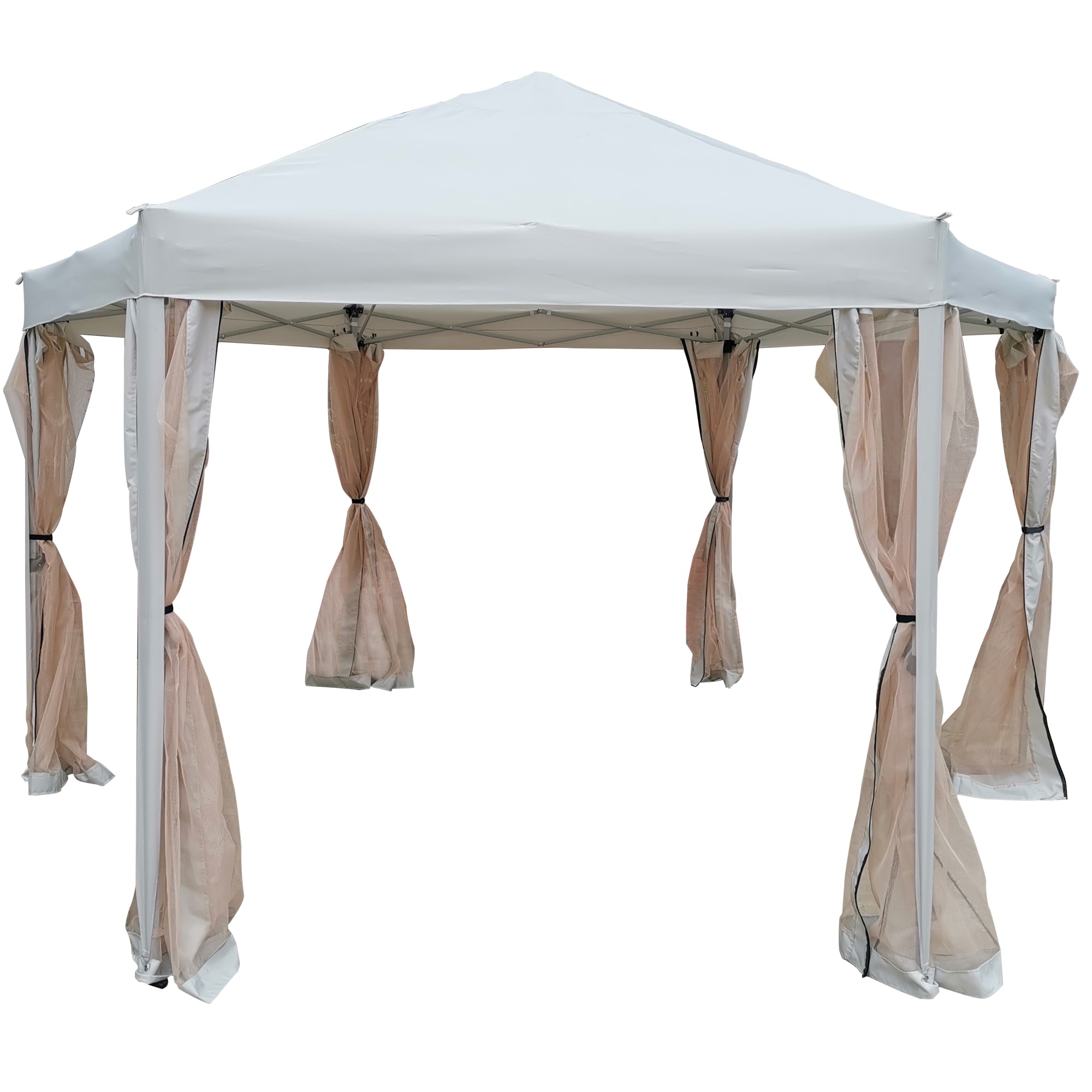 JIMSMAISON BOWSCG01LG 13-ft x 13-ft LIGHT GREY Gazebo with Soft Top Roof (Screen Included)