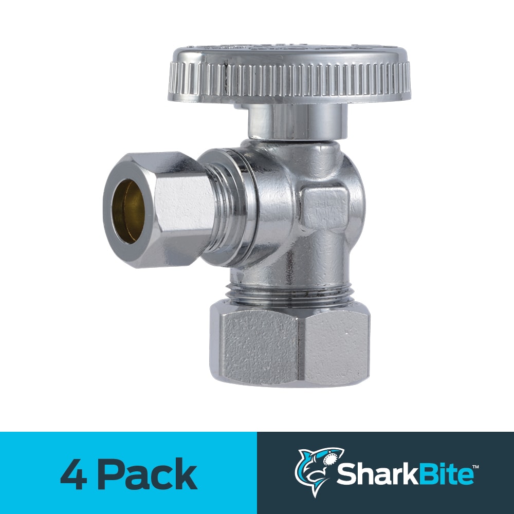 SharkBite 1/2-in Compression x 3/8-in Od Compression Brass Quarter Turn  Stop Angle Valve 4-Pack in the Shut-Off Valves department at